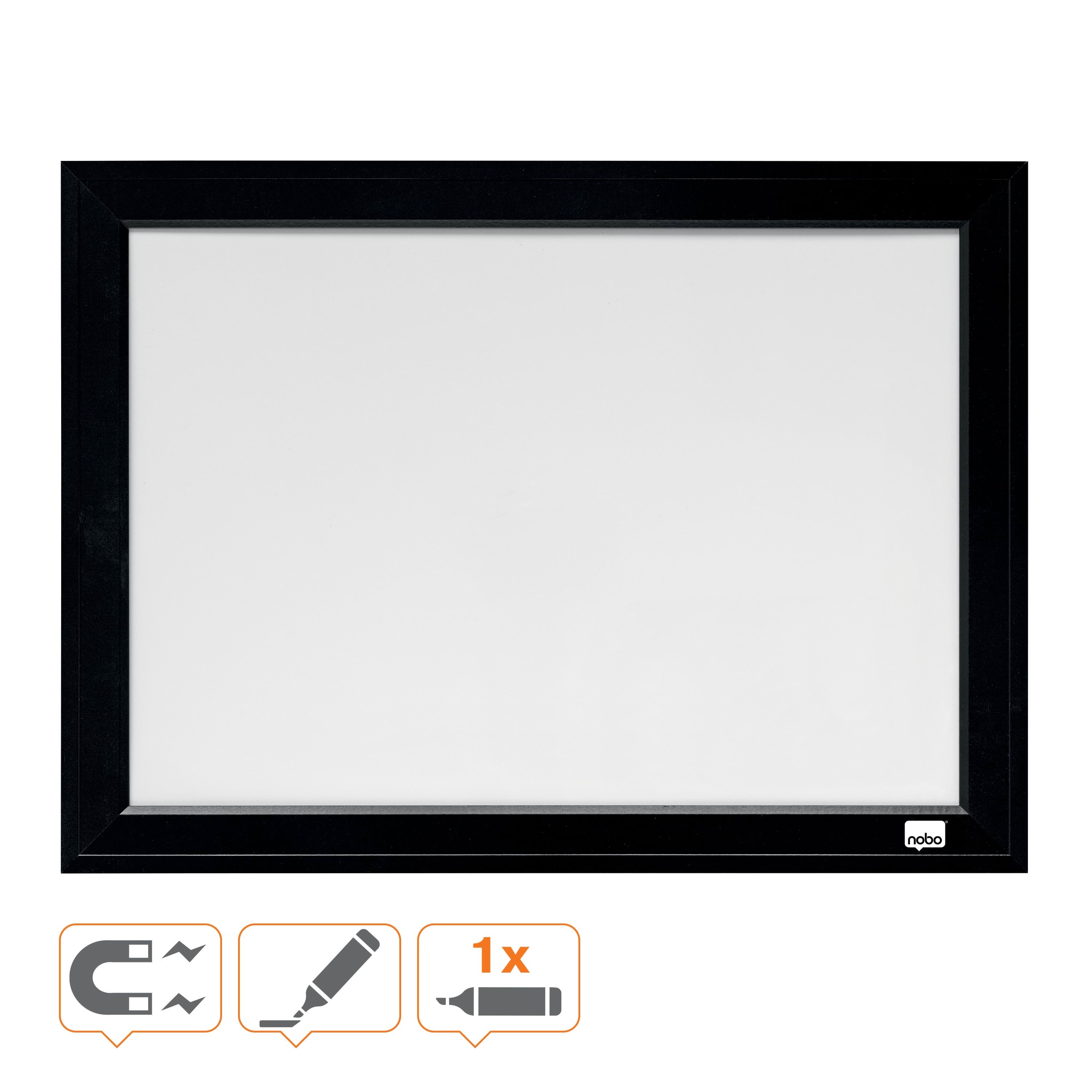 Nobo Whiteboard Mit Schwarzem Rahmen 58,5 x 43 cm - Konferenz Und Praesentation