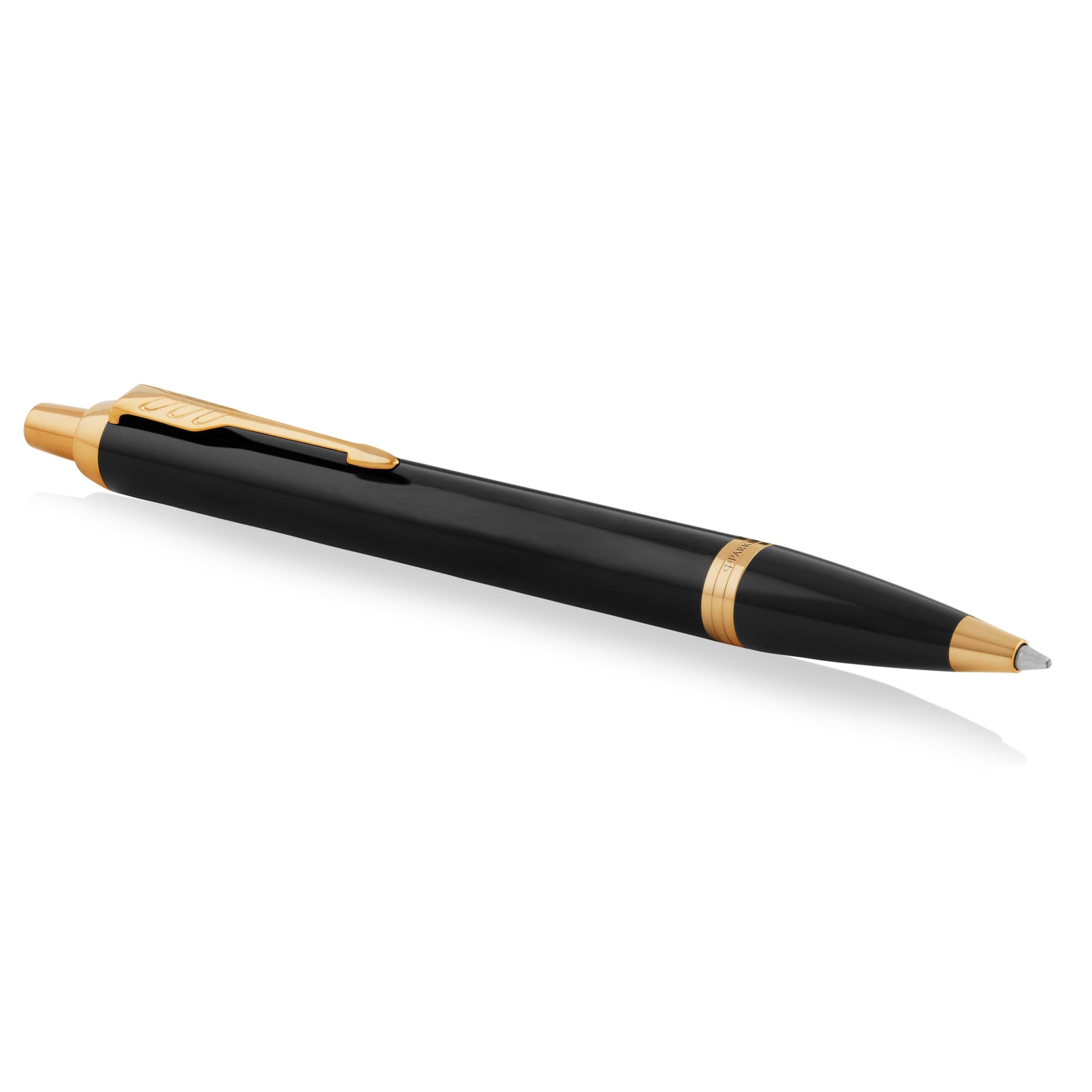 Parker IM Kugelschreiber | Schwarze Lackierung Mit Goldzierteileny | Mittlere Spitze | Blau | Geschenkbox - Utensilien Zum Schreiben Und Zeichnen