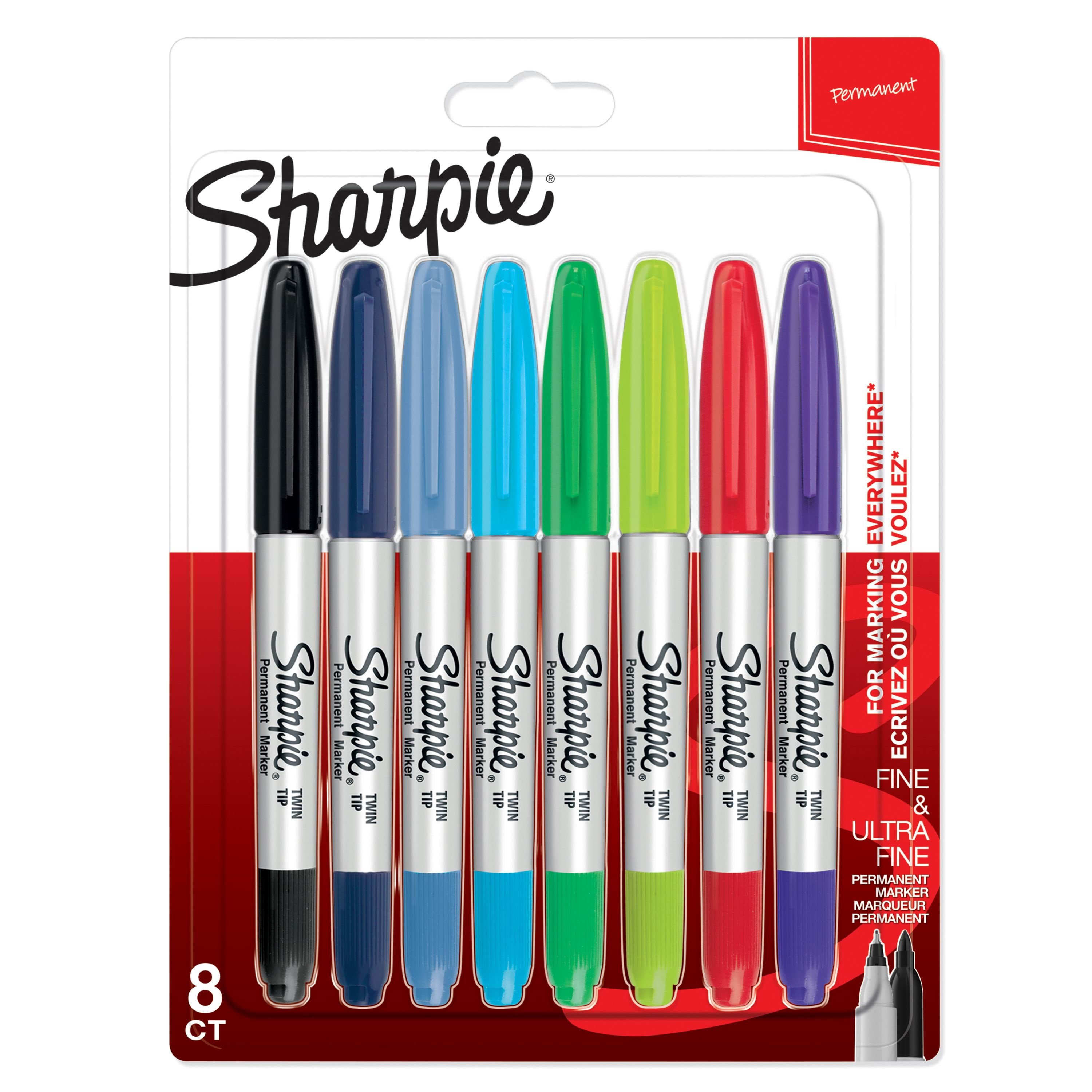 Sharpie Doppelseitiger Permanent Marker | Marker Stifte Mit Doppelspitze (Fein & Ultrafein) | Gemischte Farben | 8 Stück - Utensilien Zum Schreiben 