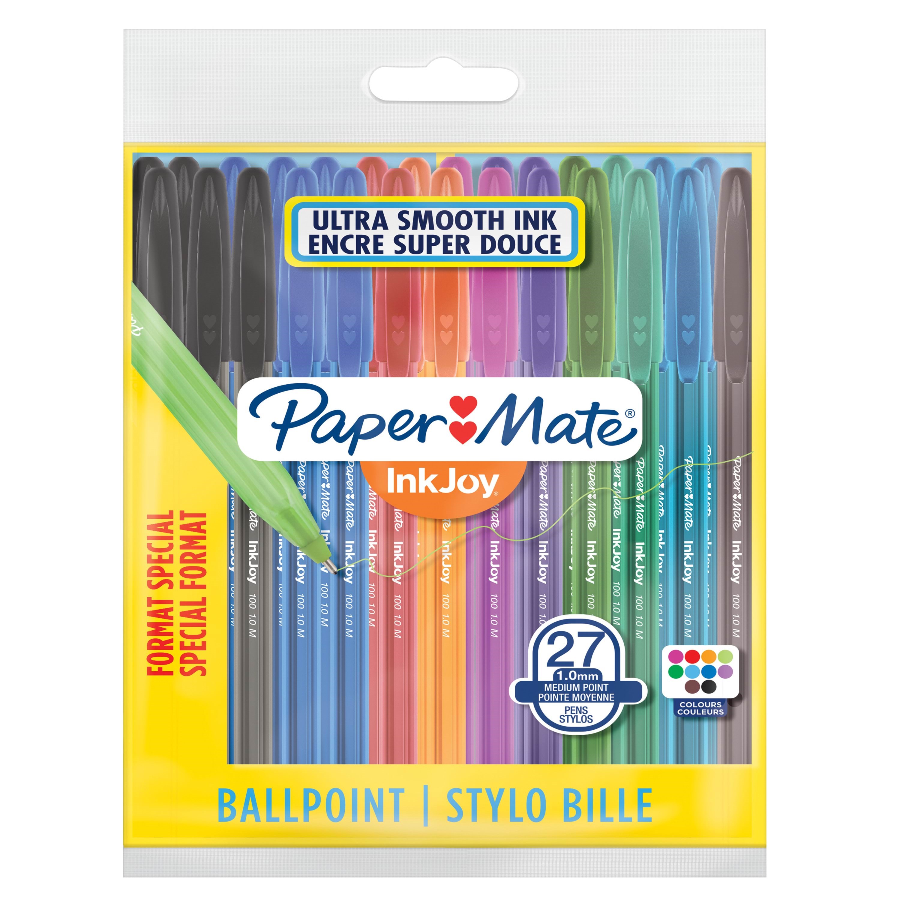 Paper Mate Inkjoy 100st Kugelschreiber | Mittlere Spitze (1,0mm) | Farblich Sortiert | 27stück - Utensilien Zum Schreiben Und Zeichnen 2077243