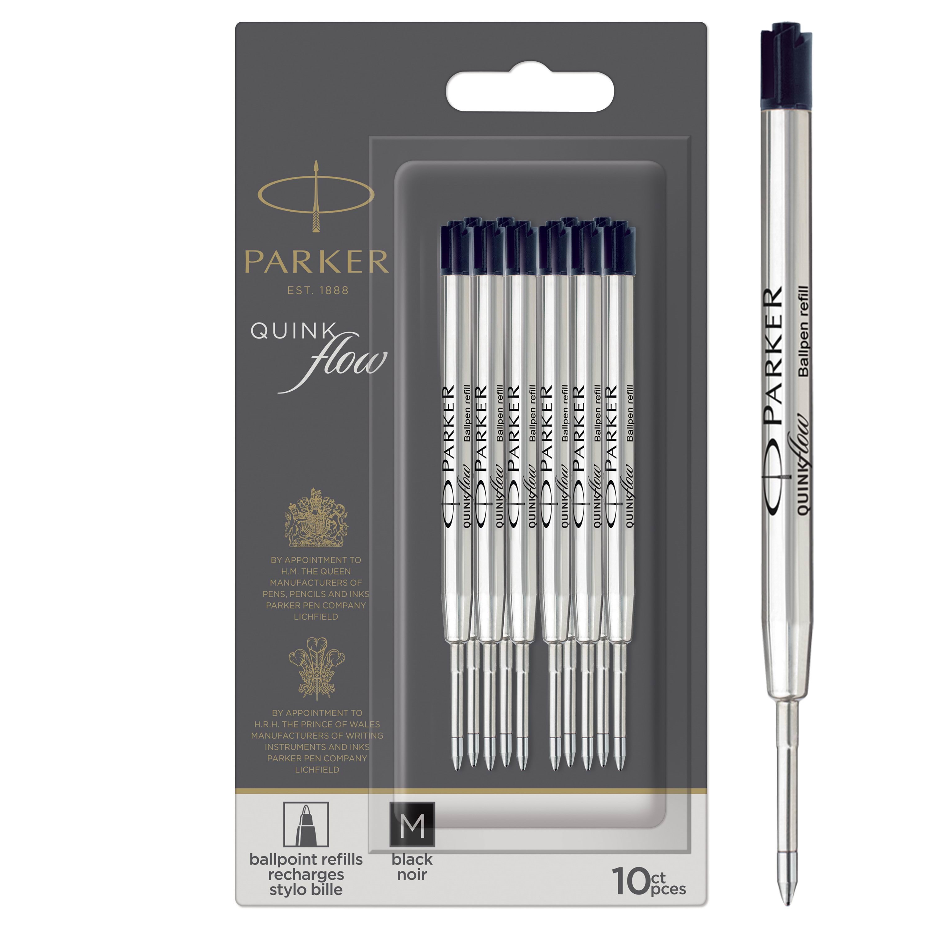 Parker Kugelschreiberminen | Mittlere Spitze | Schwarze Quinkflow Tinte | 10 Ersatzminen Für Kugelschreiber - Utensilien Zum Schreiben Und Zeichnen