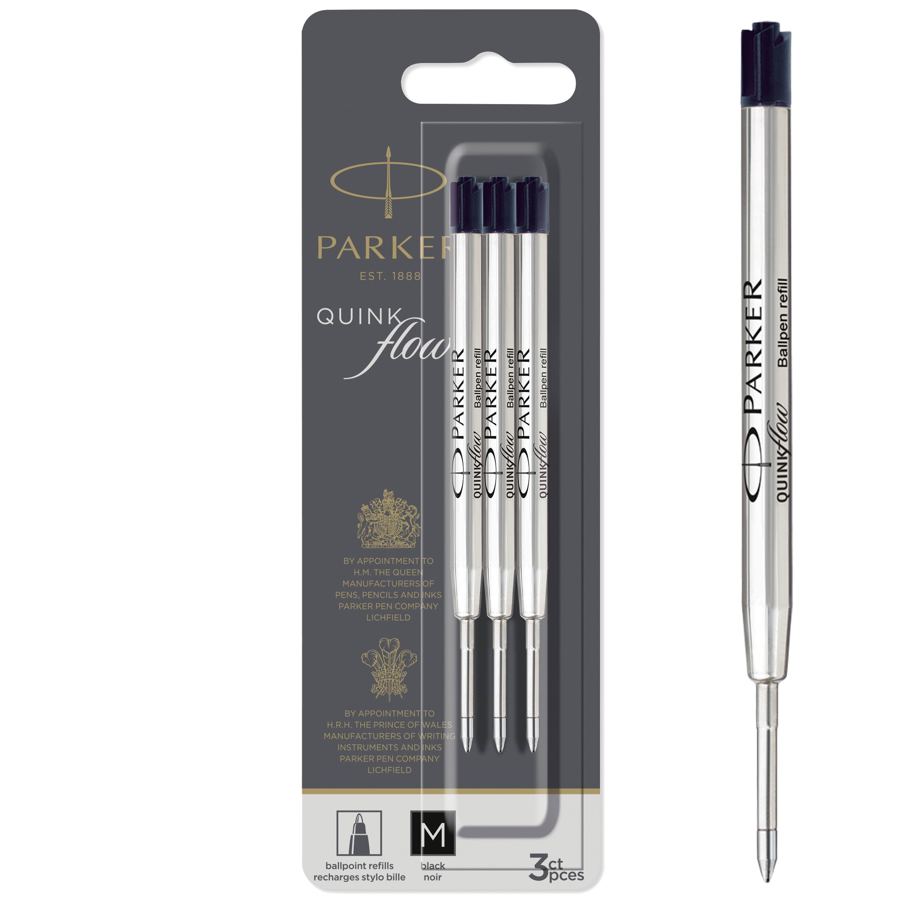 Parker Kugelschreiberminen | Mittlere Spitze | Schwarze Quinkflow Tinte | 3 Ersatzminen Für Kugelschreiber - Utensilien Zum Schreiben Und Zeichnen