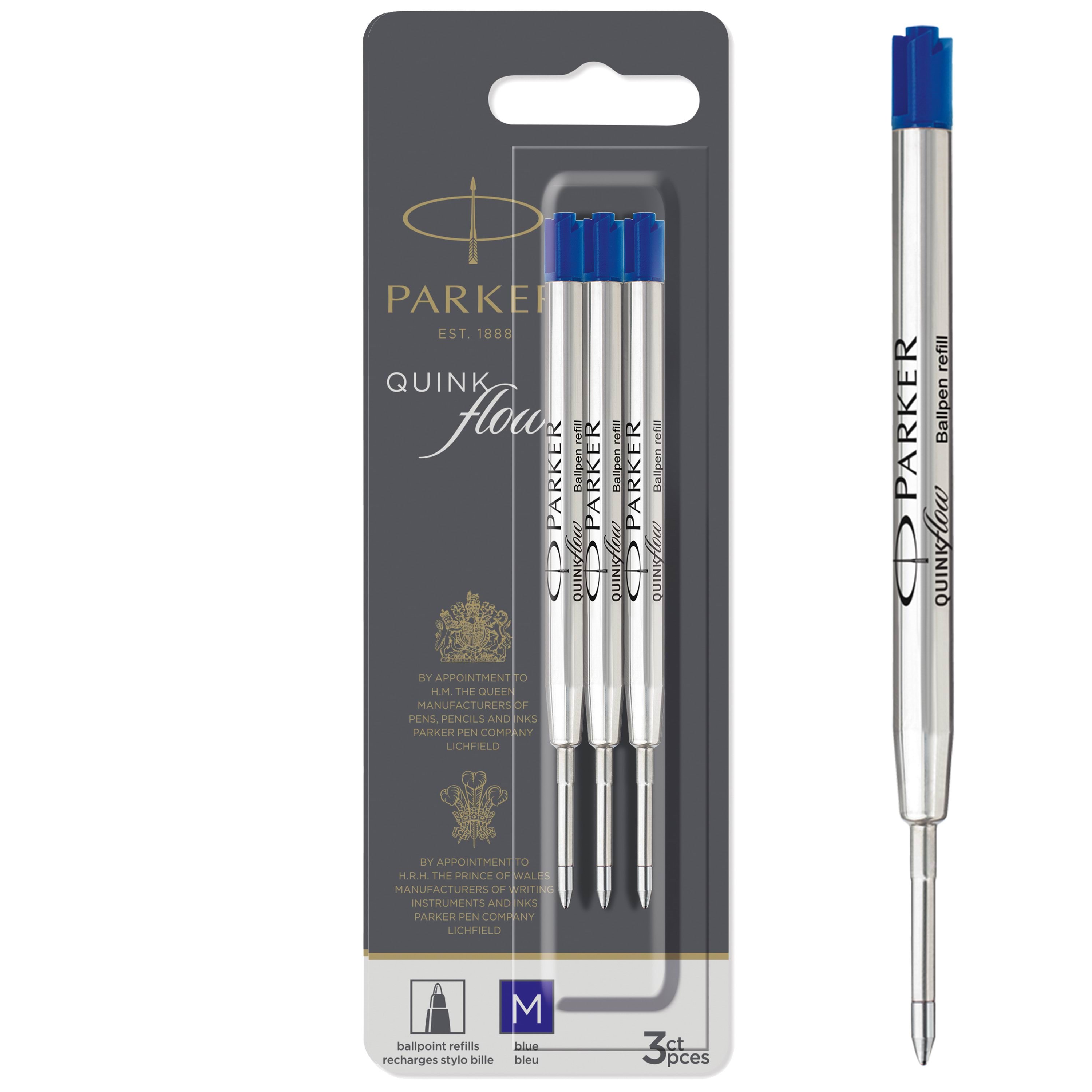 Parker Kugelschreiberminen| Mittlere Schreibspitze | Blaue Quinkflow Tinte | 3 Ersatzminen Für Kugelschreiber - Utensilien Zum Schreiben Und Zeichnen 