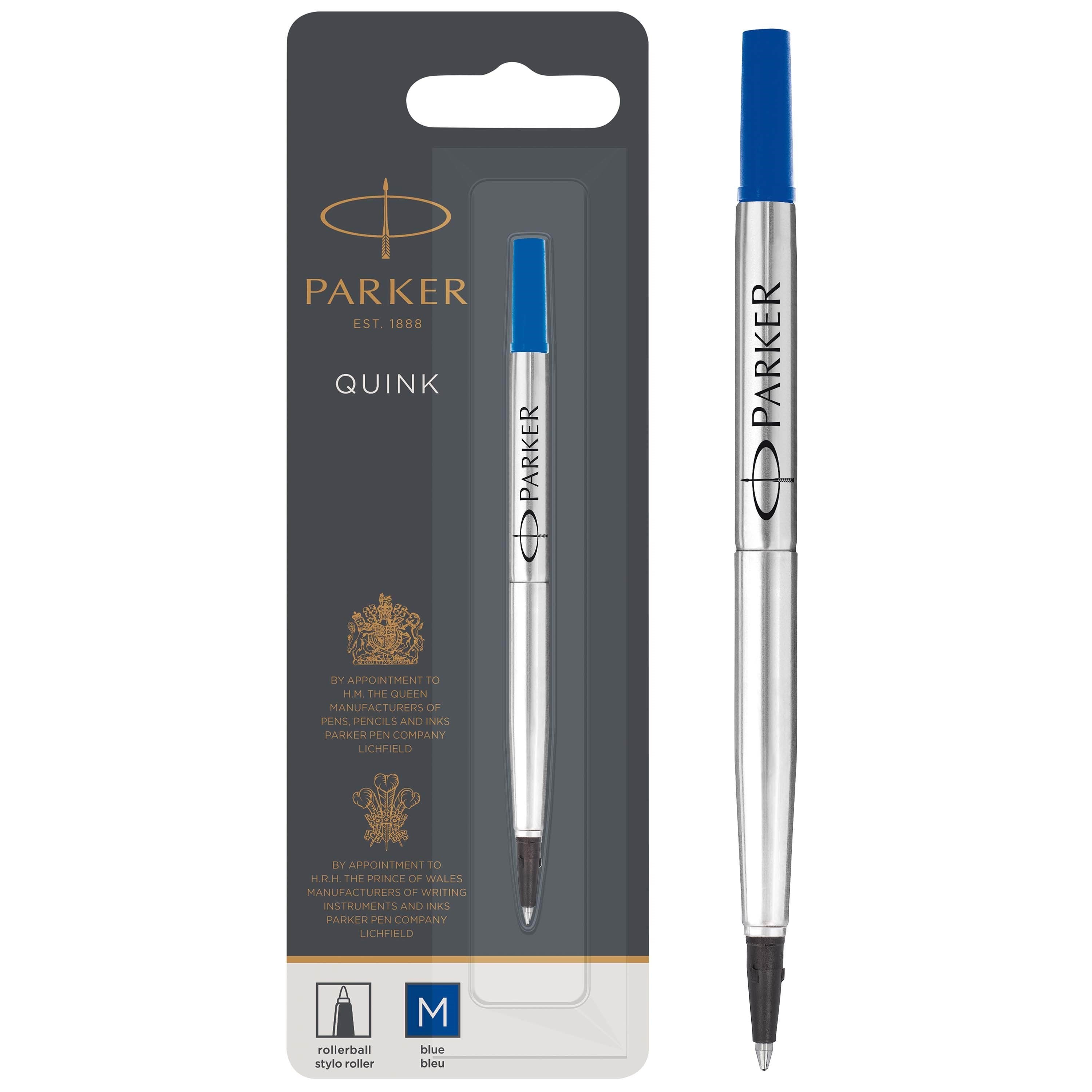 Parker Ersatzminen Für Tintenroller | Mittlere Spitze | Blaue Quink Tinte | 1 Stück - Utensilien Zum Schreiben Und Zeichnen
