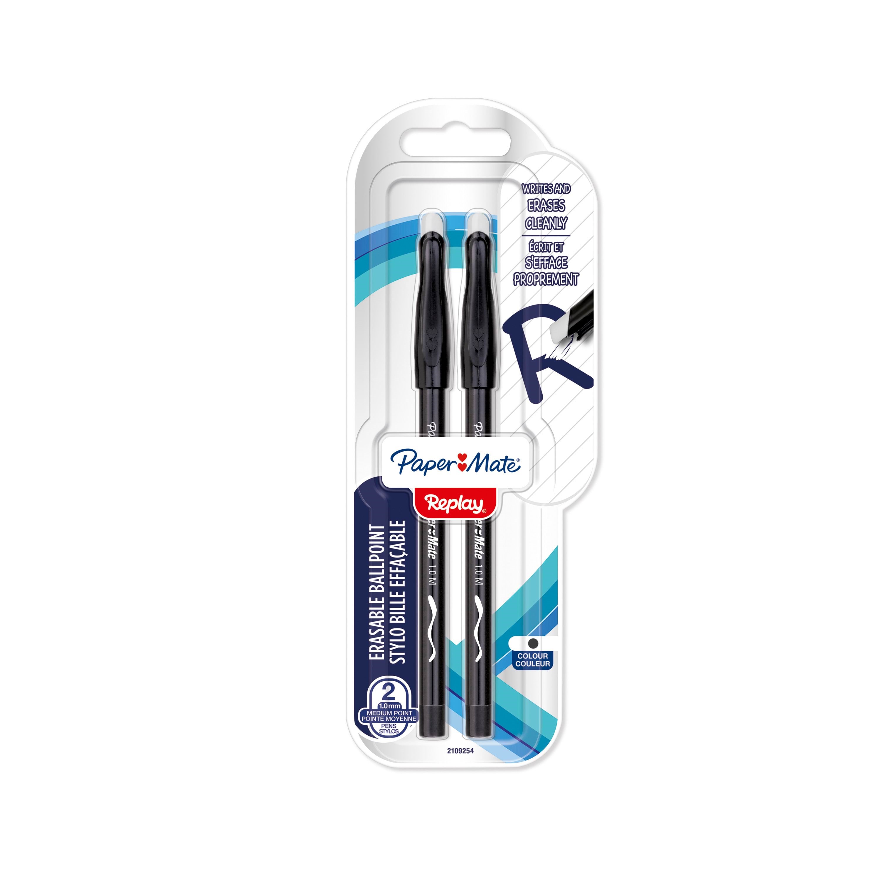 Paper Mate Replay Radierbarer Kugelschreiber | Mittlere Spitze (1,0mm) | Schwarz | 2 Stück - Utensilien Zum Schreiben Und Zeichnen 2109254