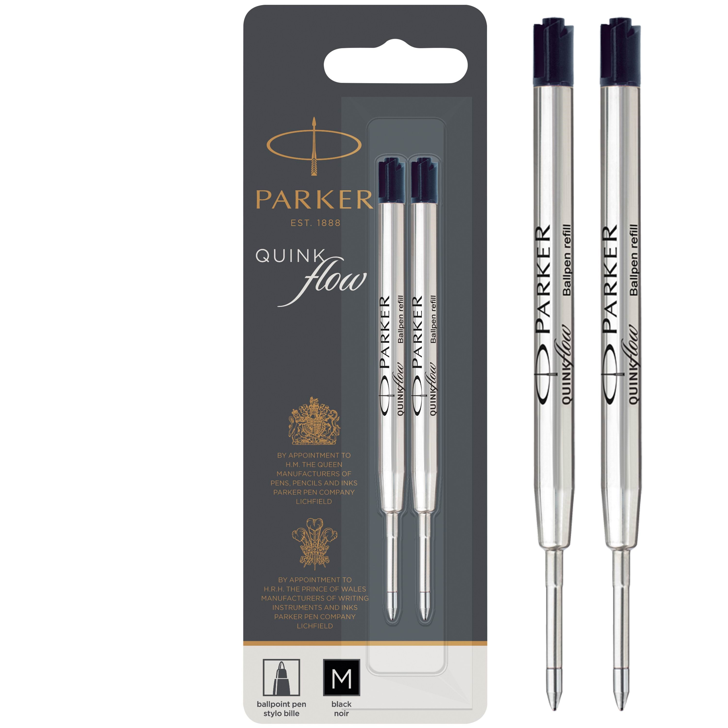 Parker Kugelschreiberminen | Mittlere Spitze | Schwarze Quinkflow Tinte | 2 Ersatzminen Für Kugelschreiber - Utensilien Zum Schreiben Und Zeichnen