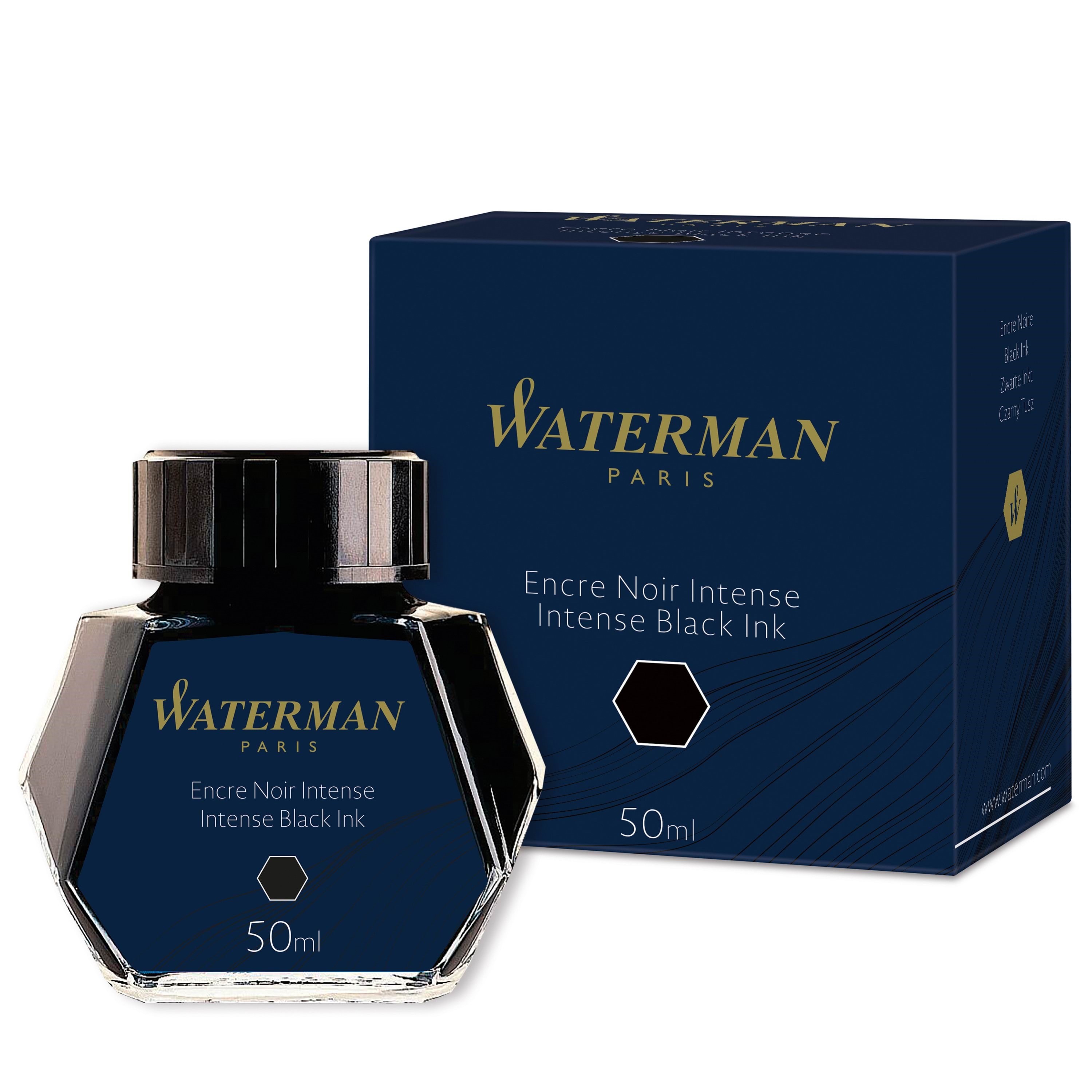Waterman Füllertinte im Tintenfass | Intense Black | Tintenflacon Mit 50ml - Utensilien Zum Schreiben Und Zeichnen
