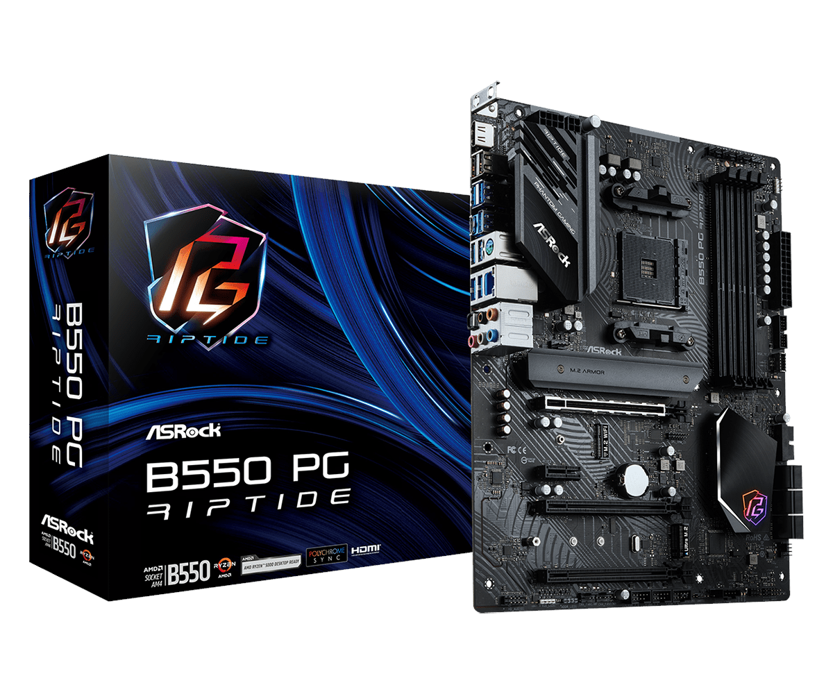 Asrock B550 PG Riptide Mainboard - Amd B550 - Amd Am4 - Ddr4 Ram - Atx 90-mxbgh0-a0uayz