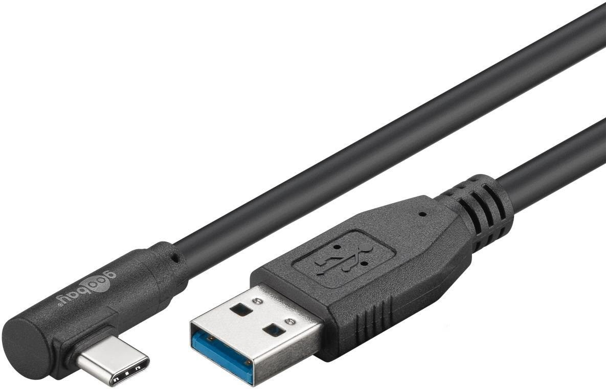 Pro Usb-a Usb-c - 90° - 0.5m - Usb 3.2 Gen 1 - Schwarz - Usb Kabel Pusb3.2g1-ac-1x90-blk-0.5M