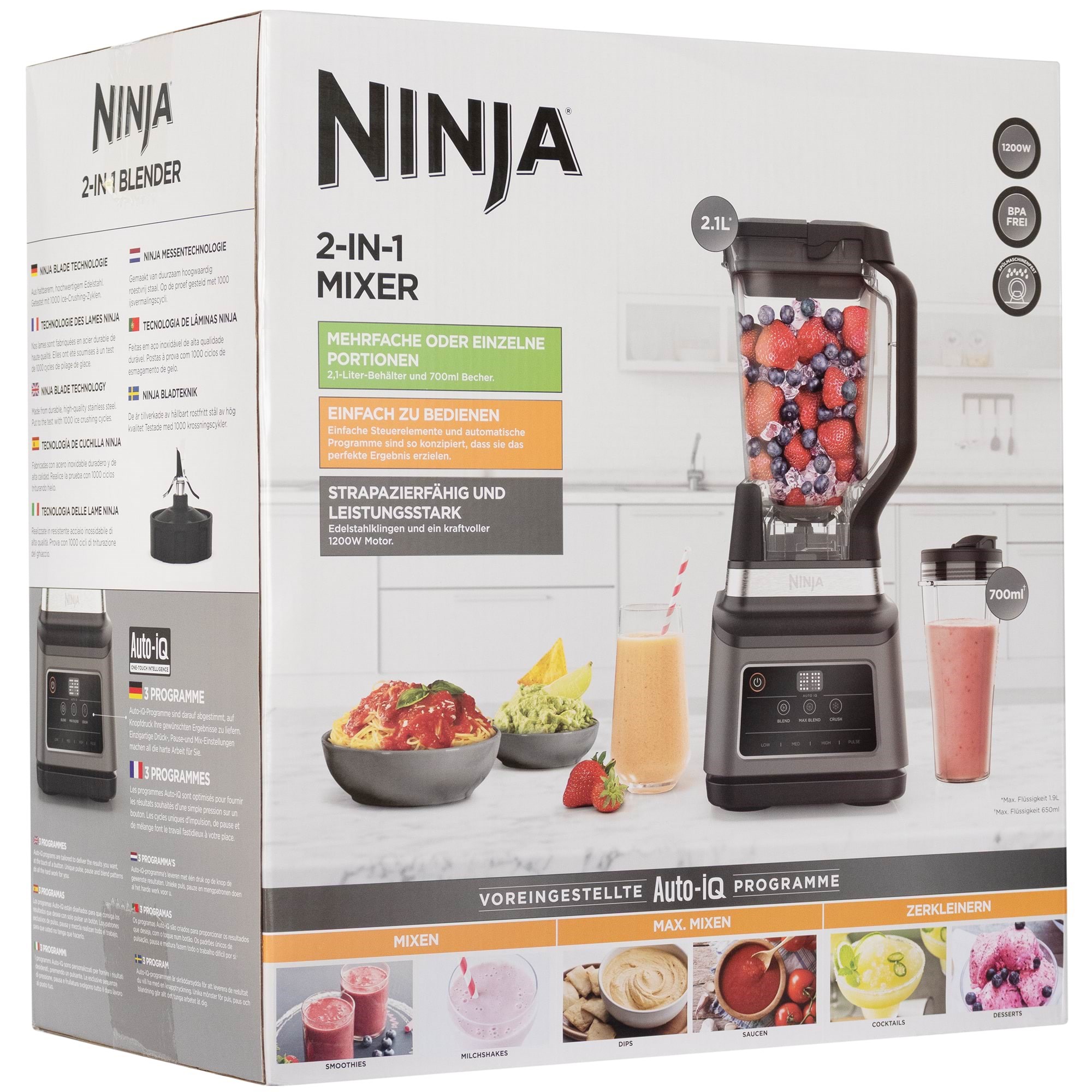 Ninja Mixer Blender (Bn750eu) 2-in-1 With Auto IQ - 1200 W