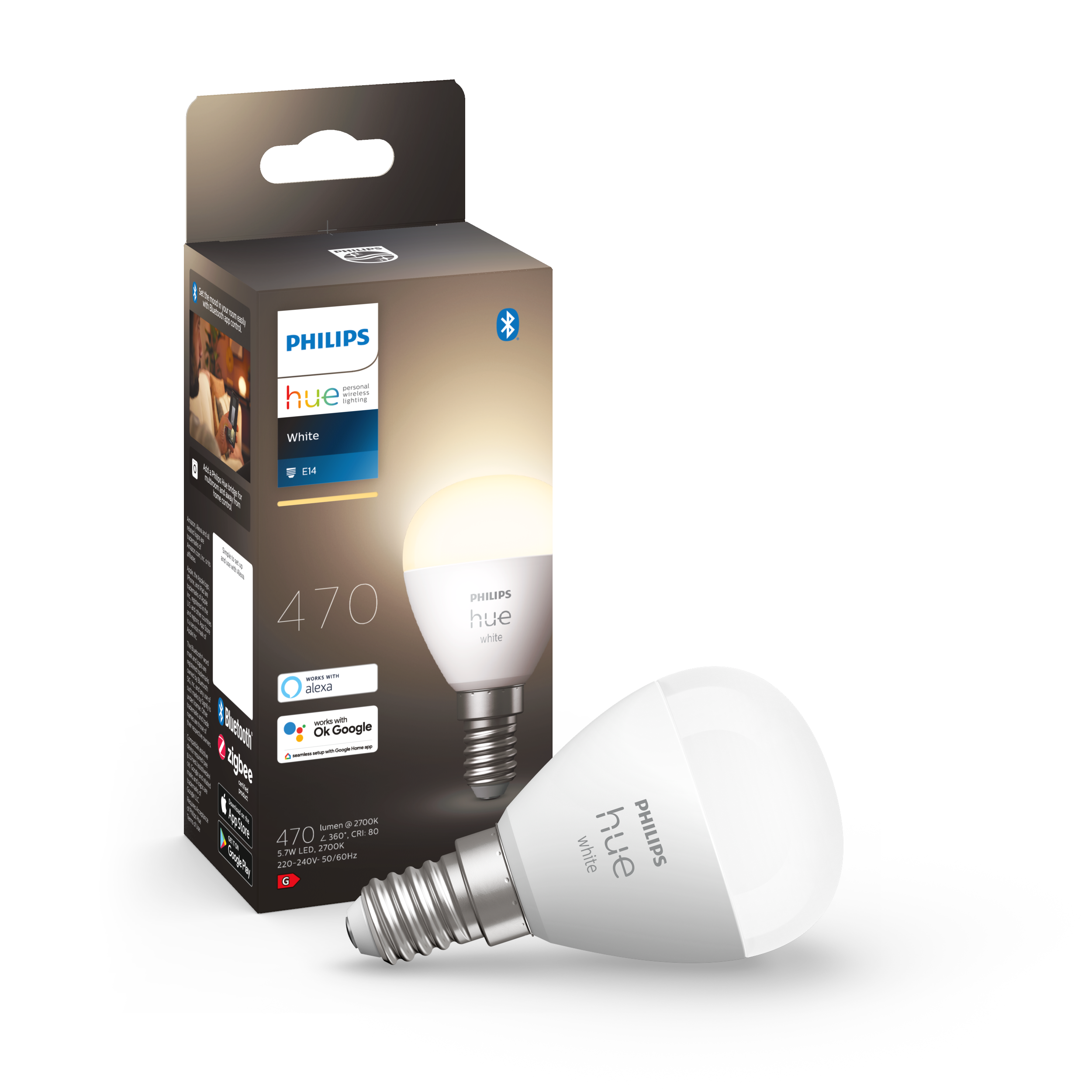 Philips Hue White P45 E14 Luster Bulb - 1-pack - Smart Home