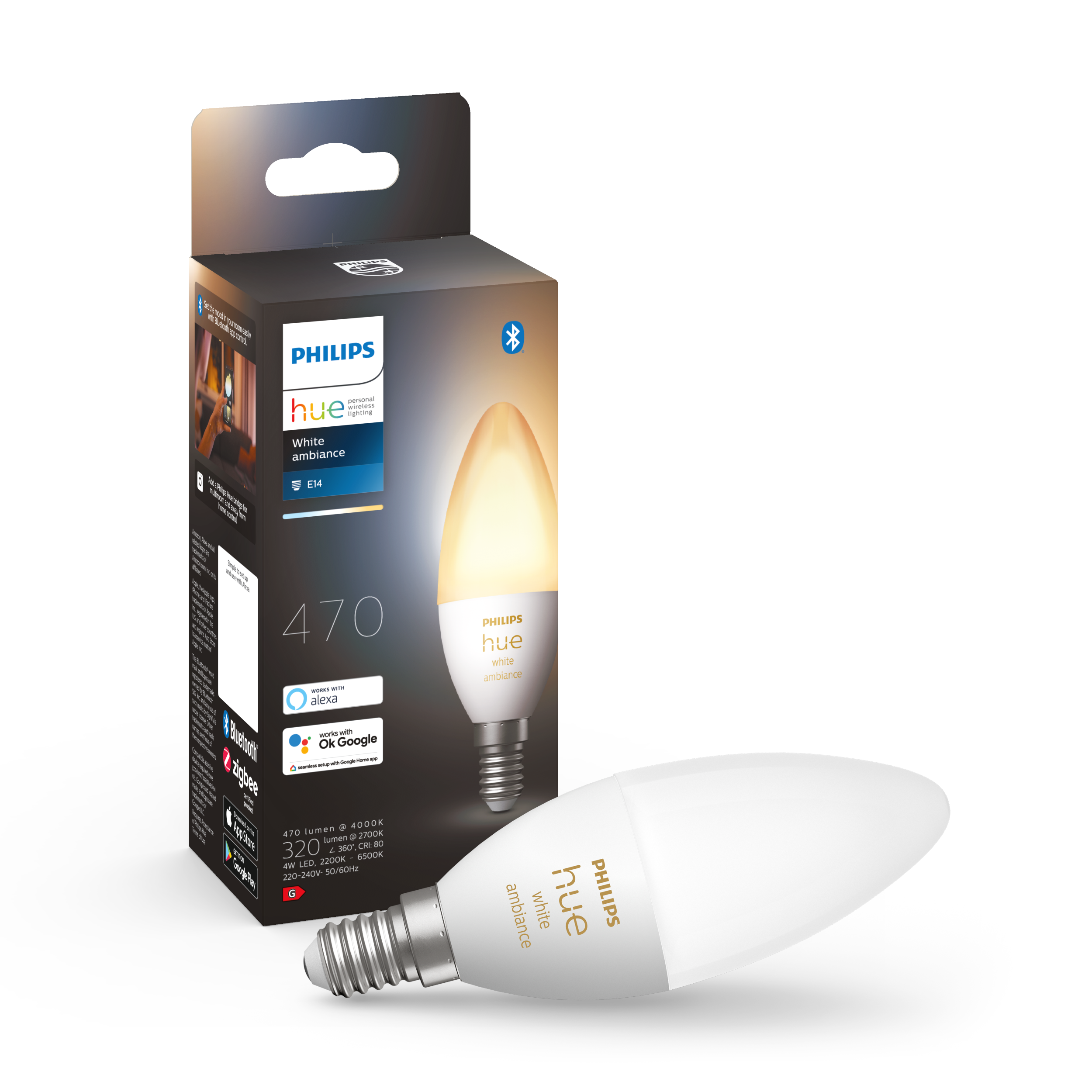 Philips Hue White Ambiance E14 B39 Candle Light - 1-pack - Smart Home