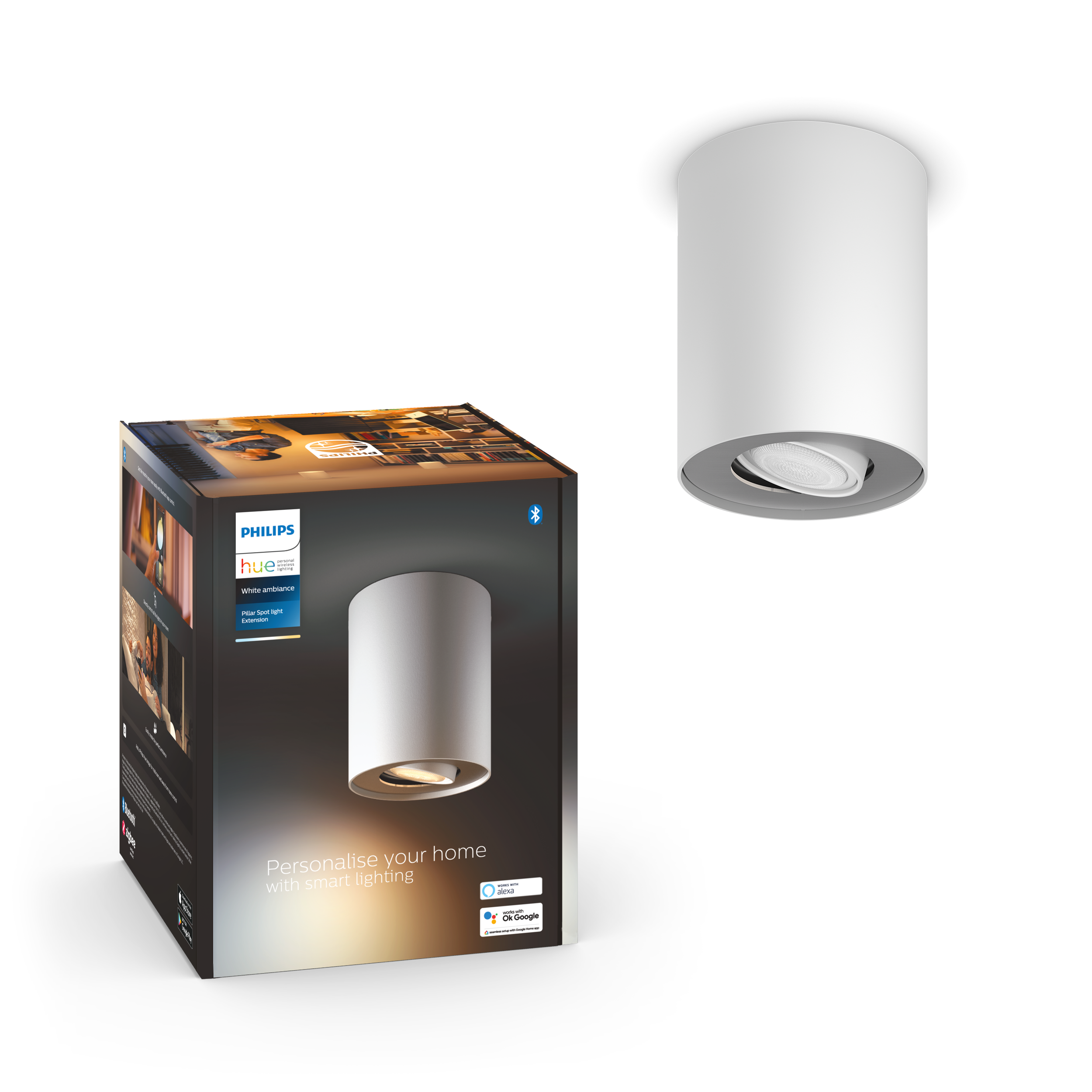 Philips Hue Pillar Single Spotlight - White - No Dimmer Switch - Smart Home