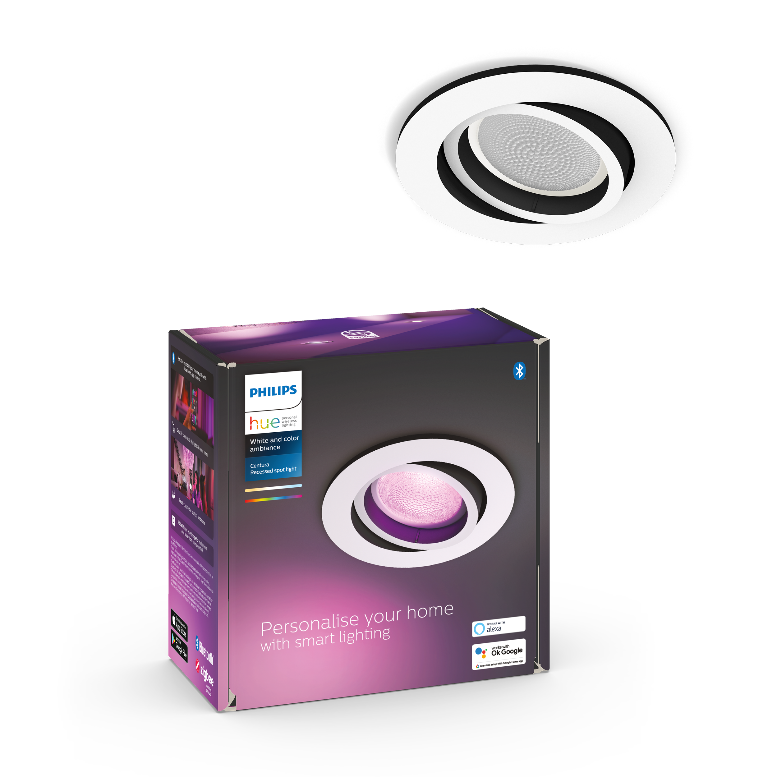 Philips Hue Centura Recessed Spotlight Round - White - Smart Home 929003809601