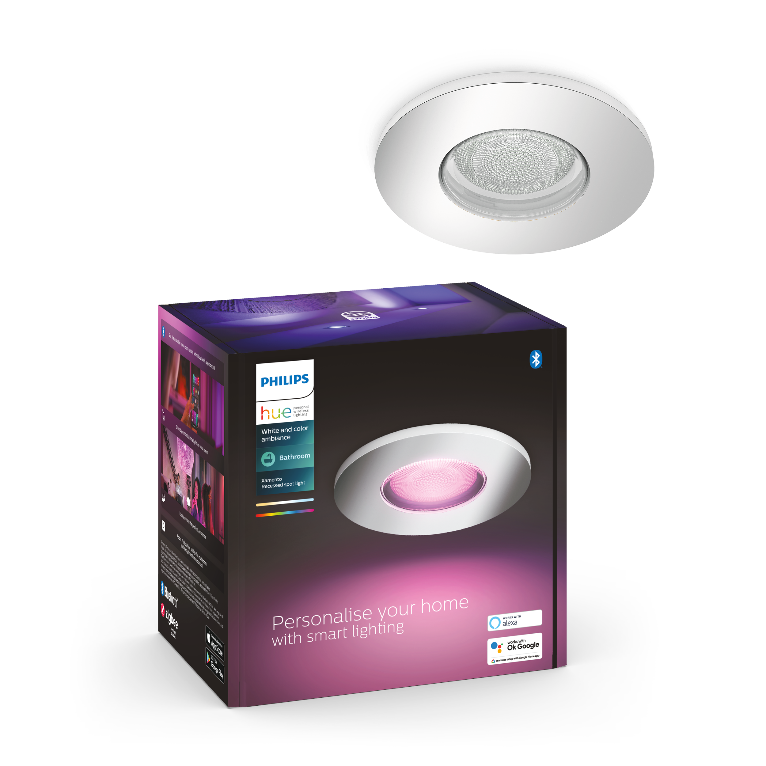 Philips Hue Xamento Bathroom Recessed Spotlight - Chrome - Smart Home 929003812801