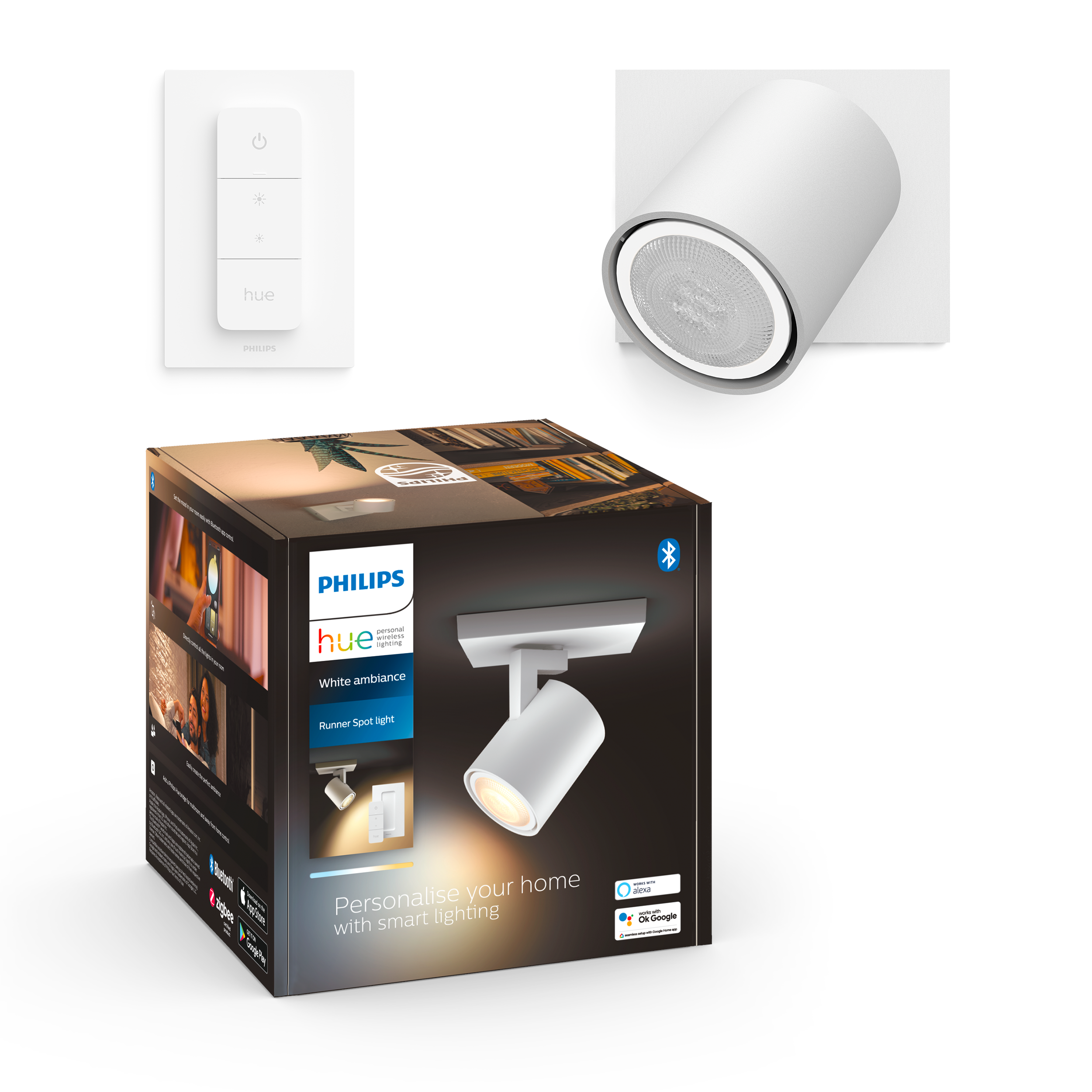 Philips Hue Runner Single Spotlight - White - With Dimmer Switch - Smart Home