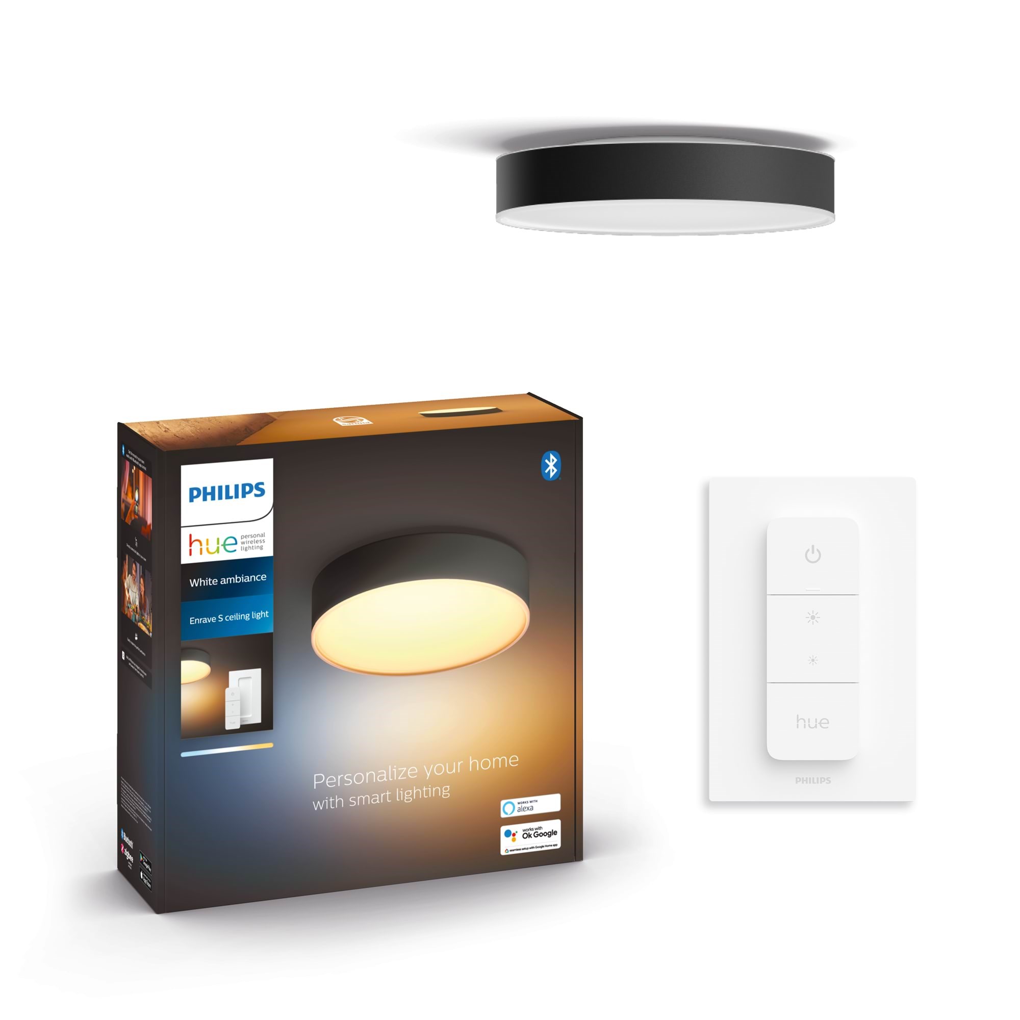 Philips Hue Enrave Small Ceiling Lamp - Black - Smart Home