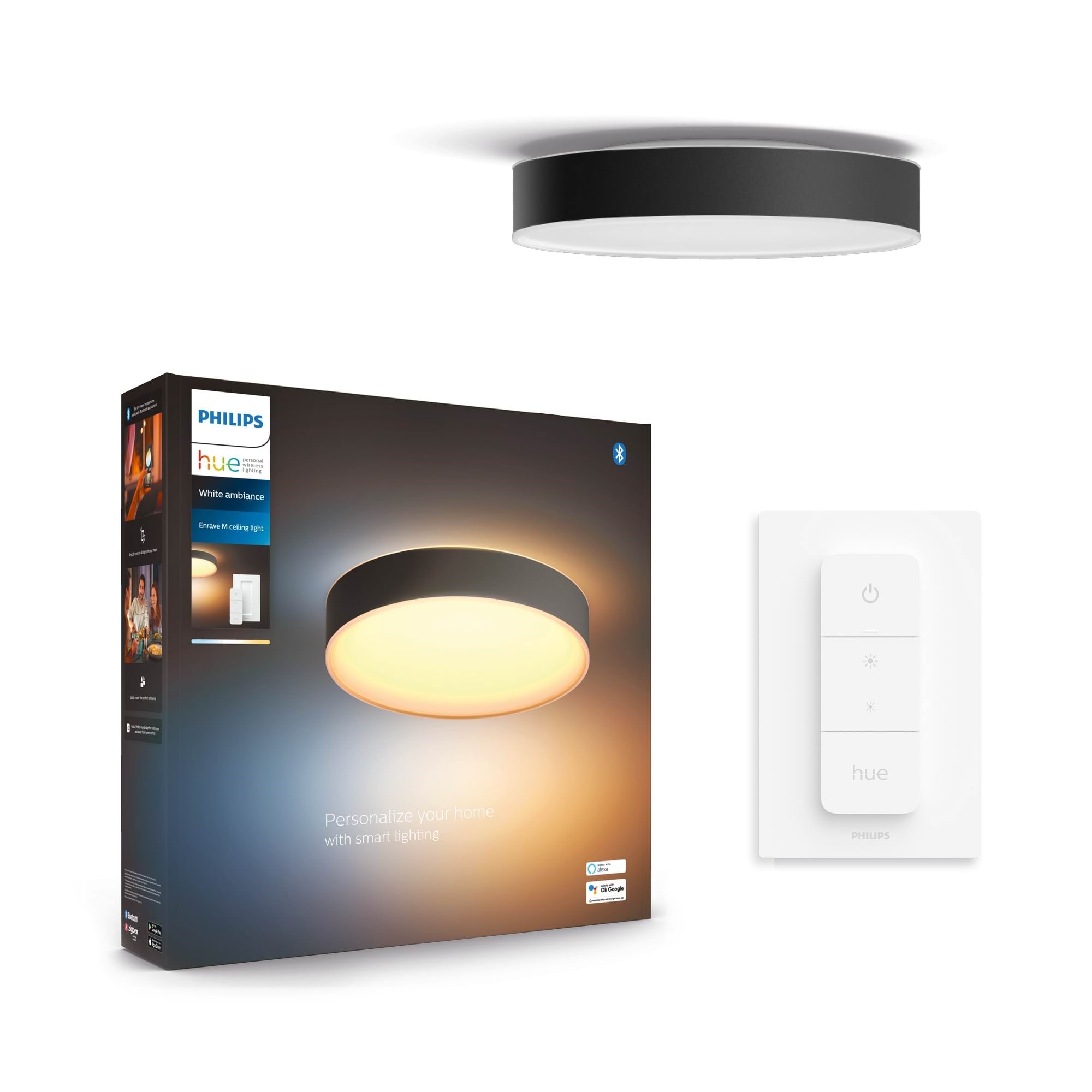Philips Hue Enrave, Mittelgroße Deckenleuchte (Schwarz) - Smart Home