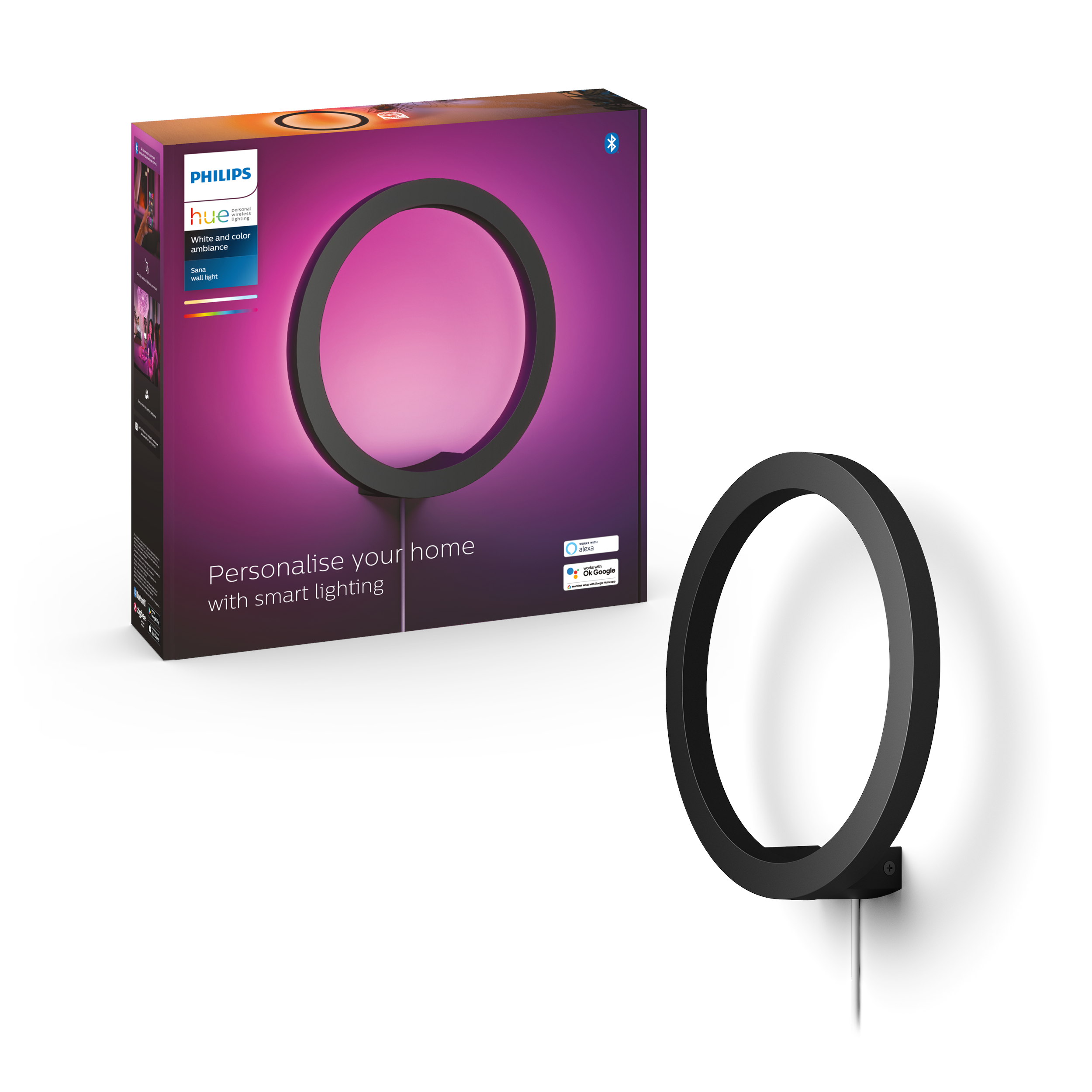 Philips Hue Sana Wall Light - Black - Smart Home