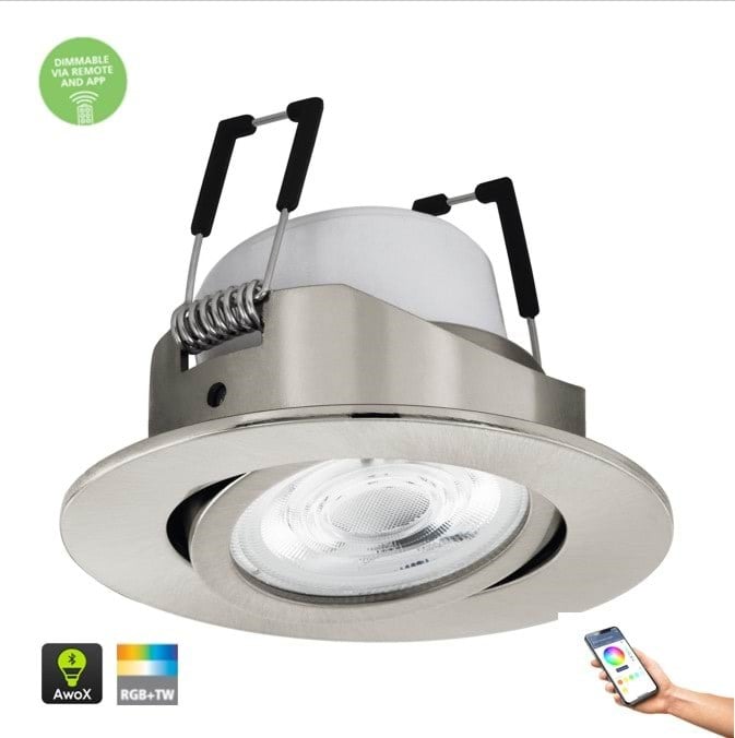 Eglo Saliceto-z Recessed Spot Rgb+TW 5W Ø88 mm Brushed Steel - Smart Home