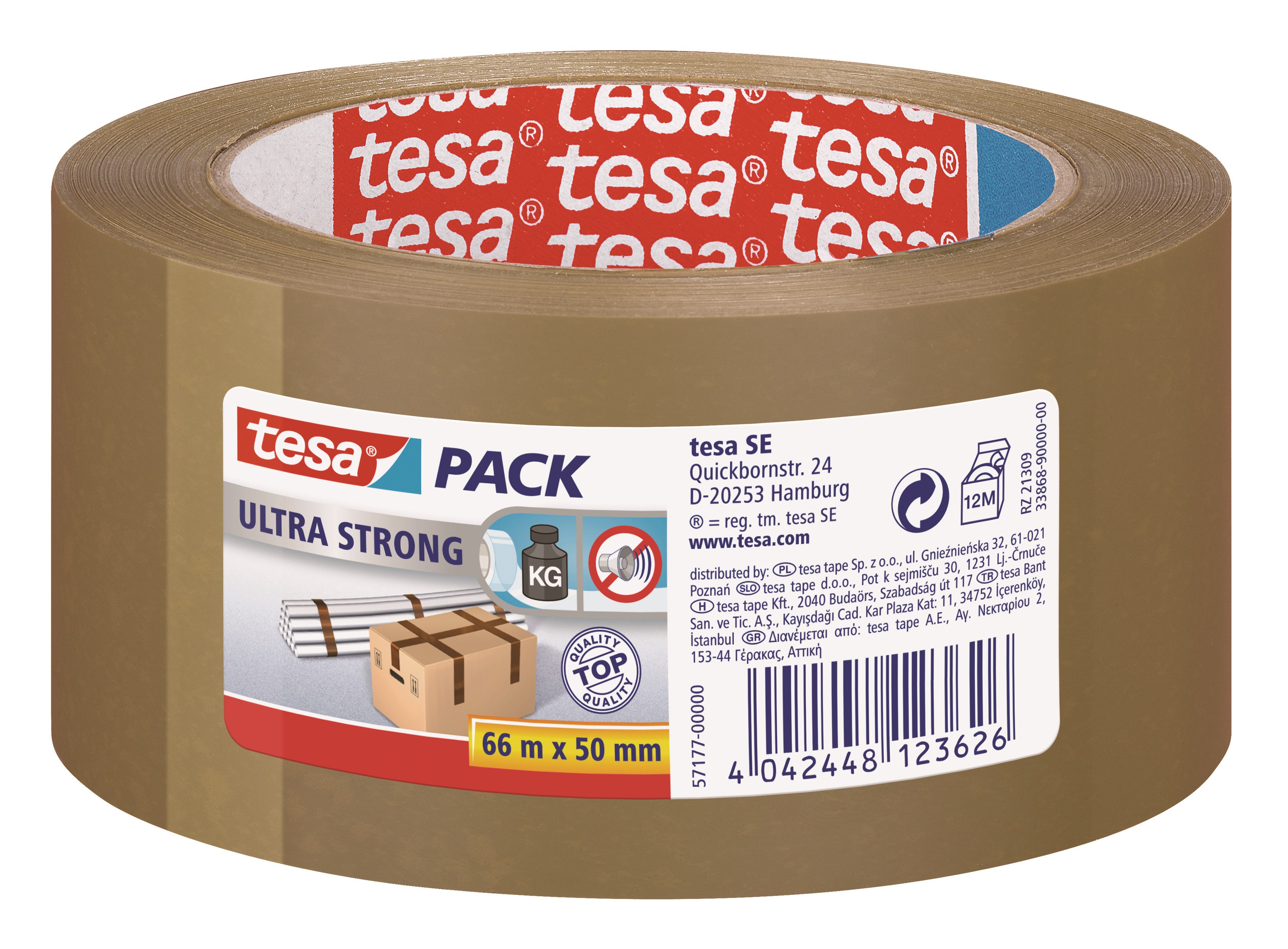 Tesa Pack Ultra Strong Packaging Tape 66m x 50mm Brown - Klebeband Und Kleber