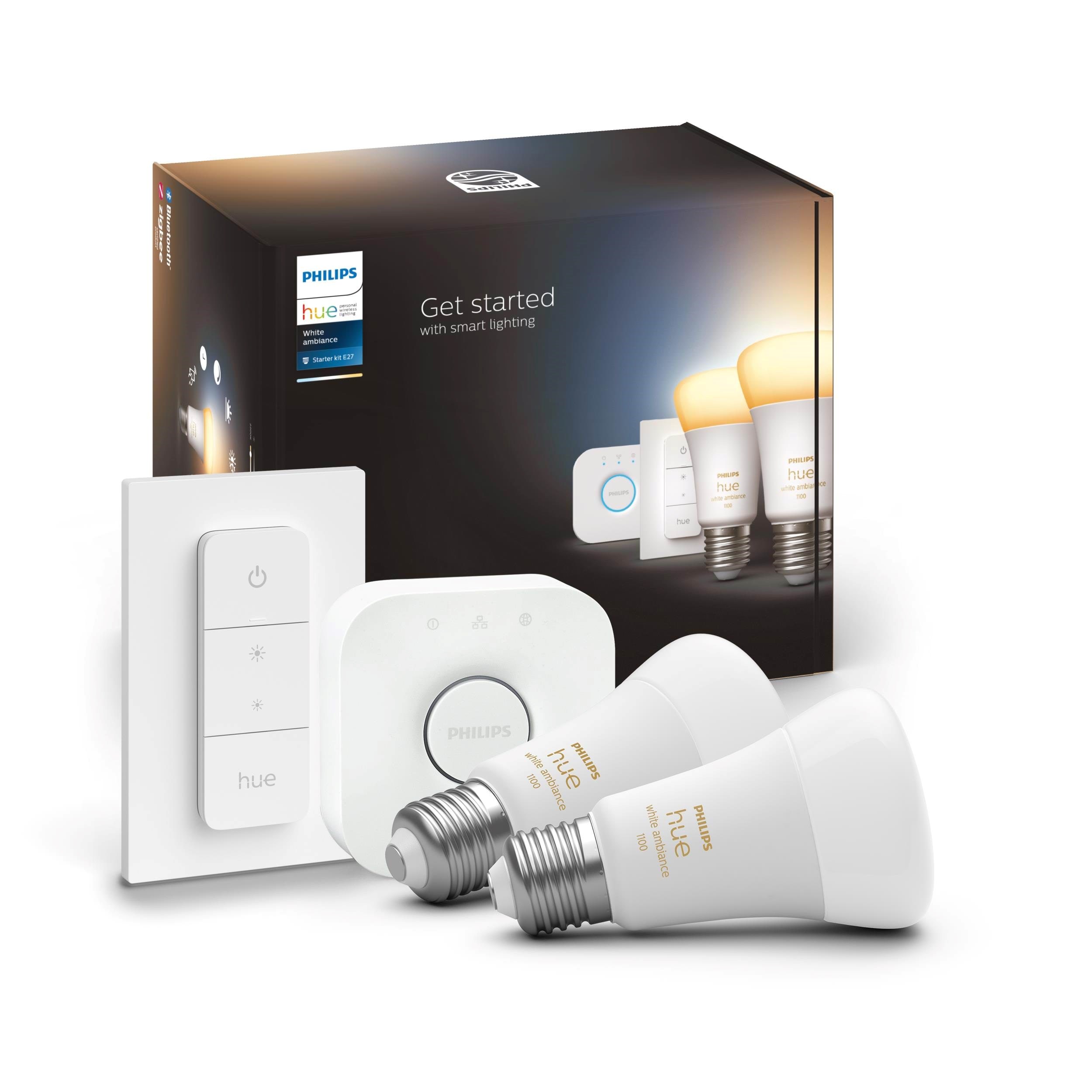 Philips Hue White Ambiance A60 E27 1100 Lumen - Starter Set Mit 2 Glühbirnen - Smart Home