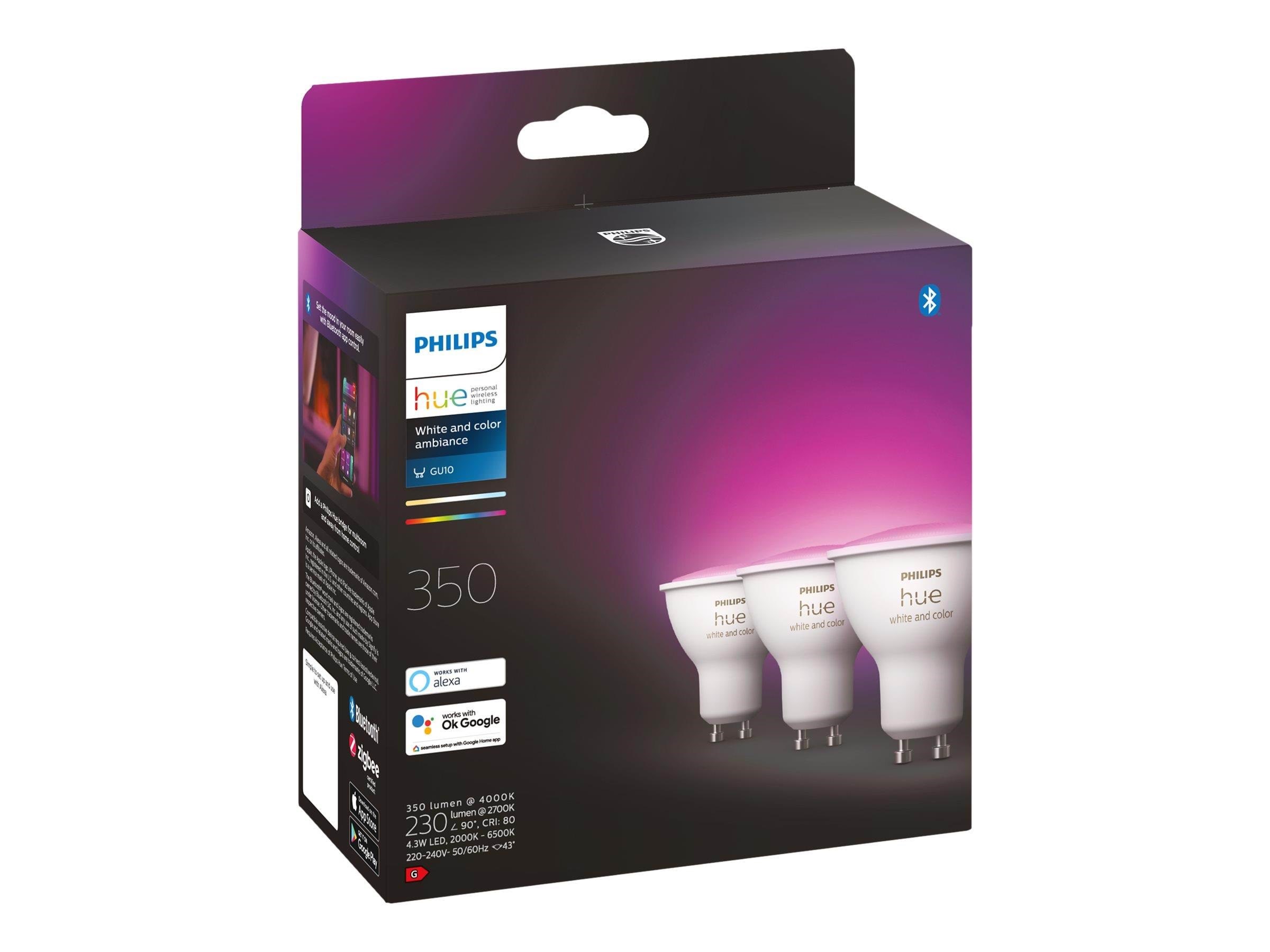Philips Hue Color Gu10 Spotlight - 3-pack - Smart Home 929001953115