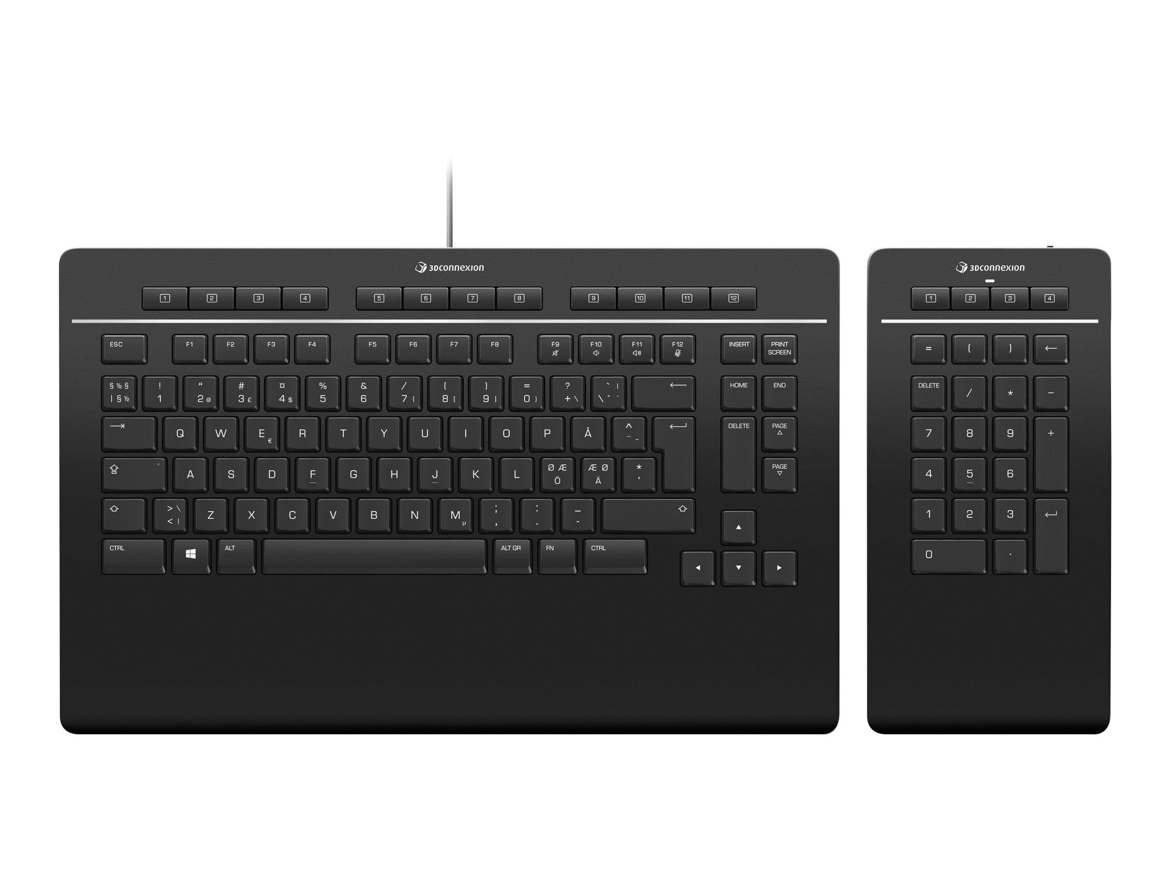 3dconnexion Keyboard Pro With Numpad - Keyboard And Numeric Pad Set - Qwerty - Nordic - Tastatur Und Ziffernsatz - Nordic Iso - Schwarz - Tastaturen