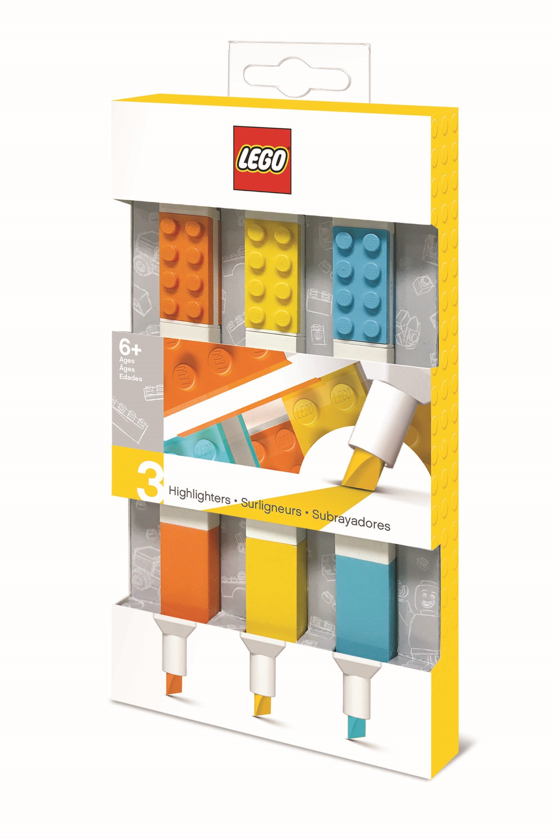 Euromic Lego Stationery Highlighters 3 Pcs. Orange Yellow Turquoise Packed in Colour Box - Schul Zubehoer 516857
