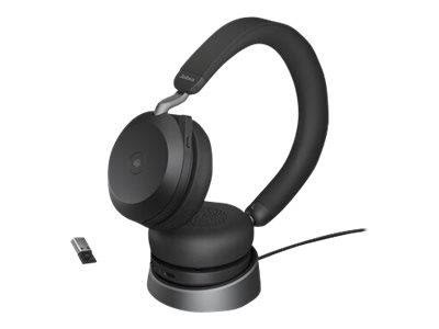 Kopfhörer - Jabra Evolve2 75 Link380a MS Stereo Stand Black - Kopfhoerer/headsets Schwarz 27599-999-989