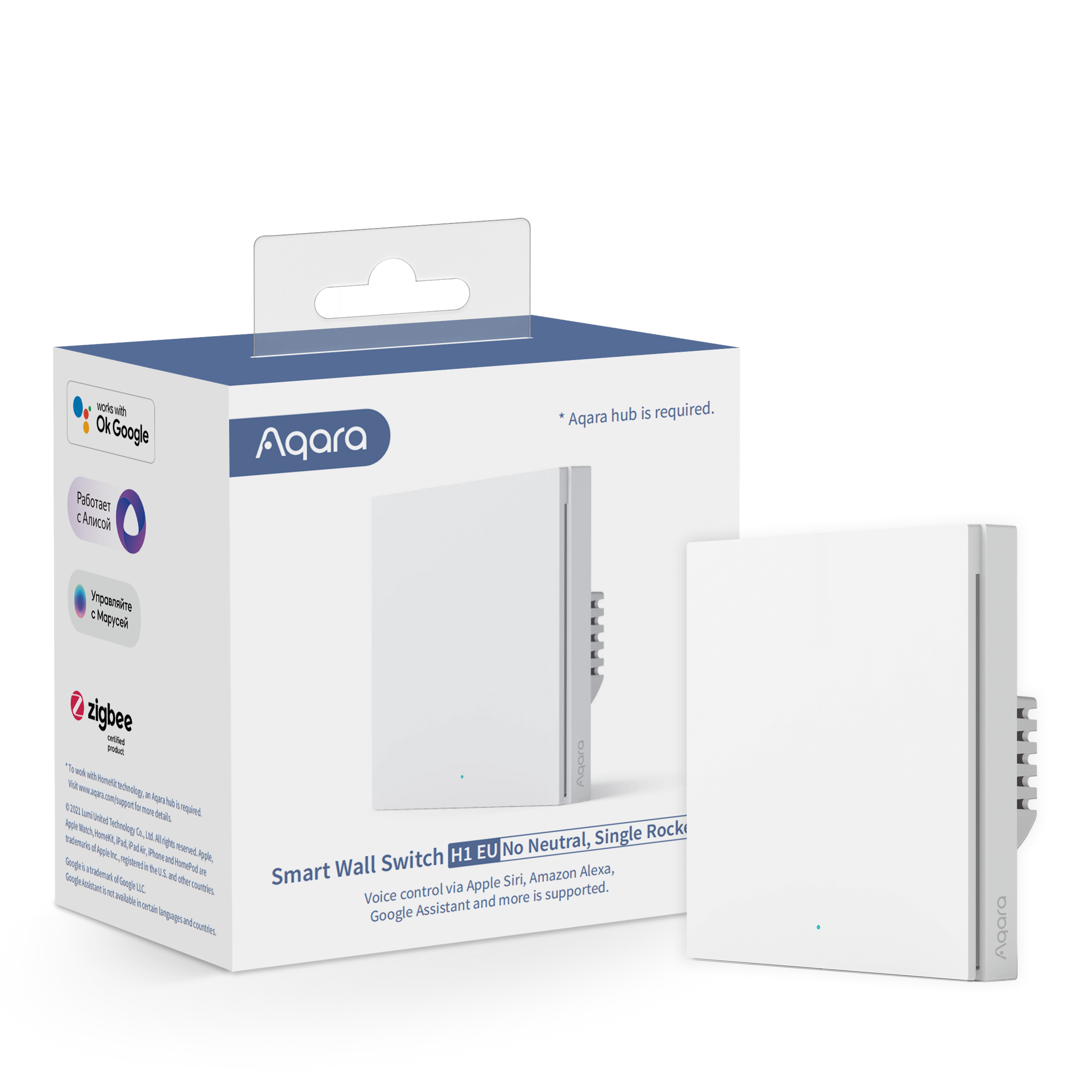 Aqara Smart Wall Switch H1 (no Neutral) - Single Rocker - Smart Home