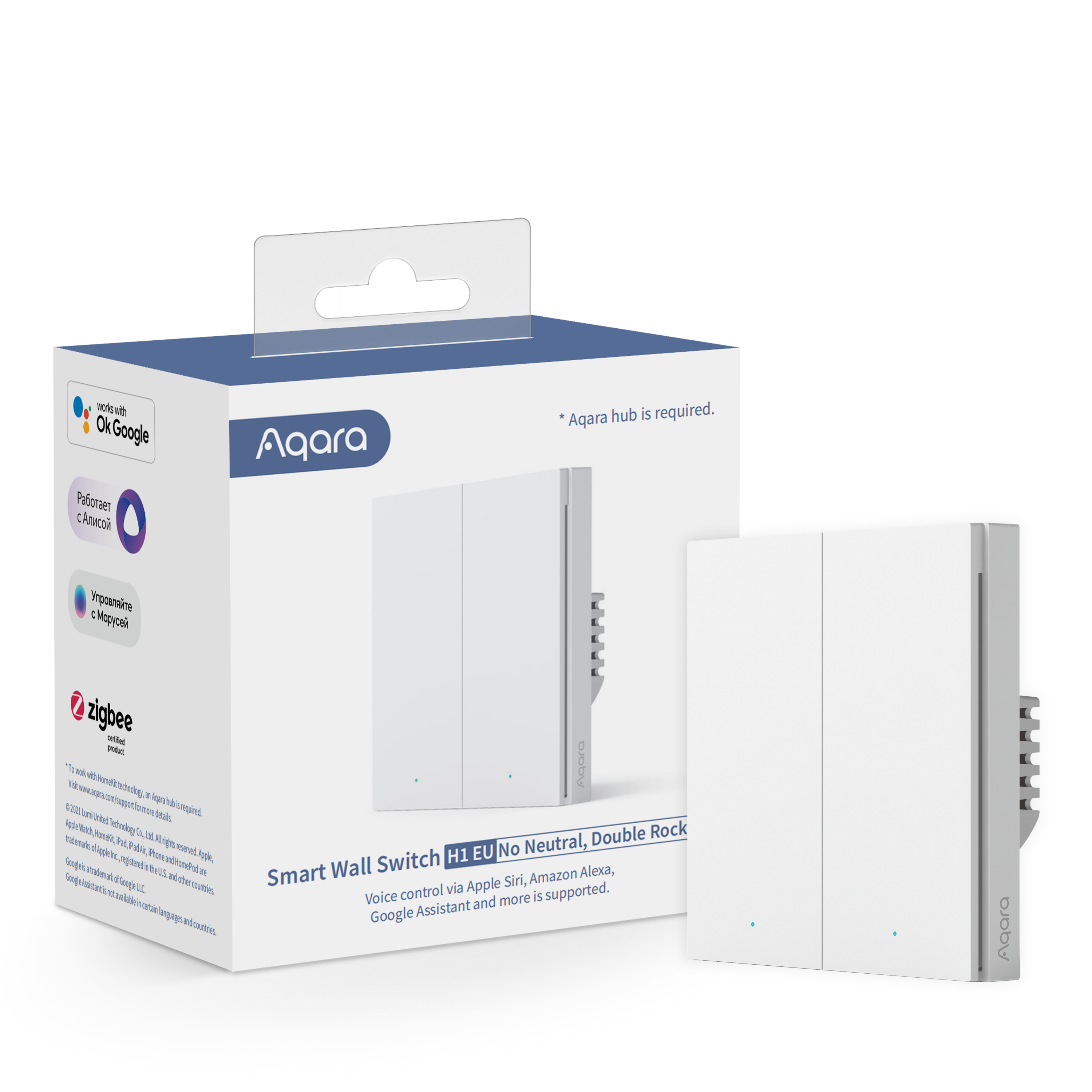 Aqara Smart Wall Switch H1 (no Neutral) - Double Rocker - Smart Home Ws-euk02
