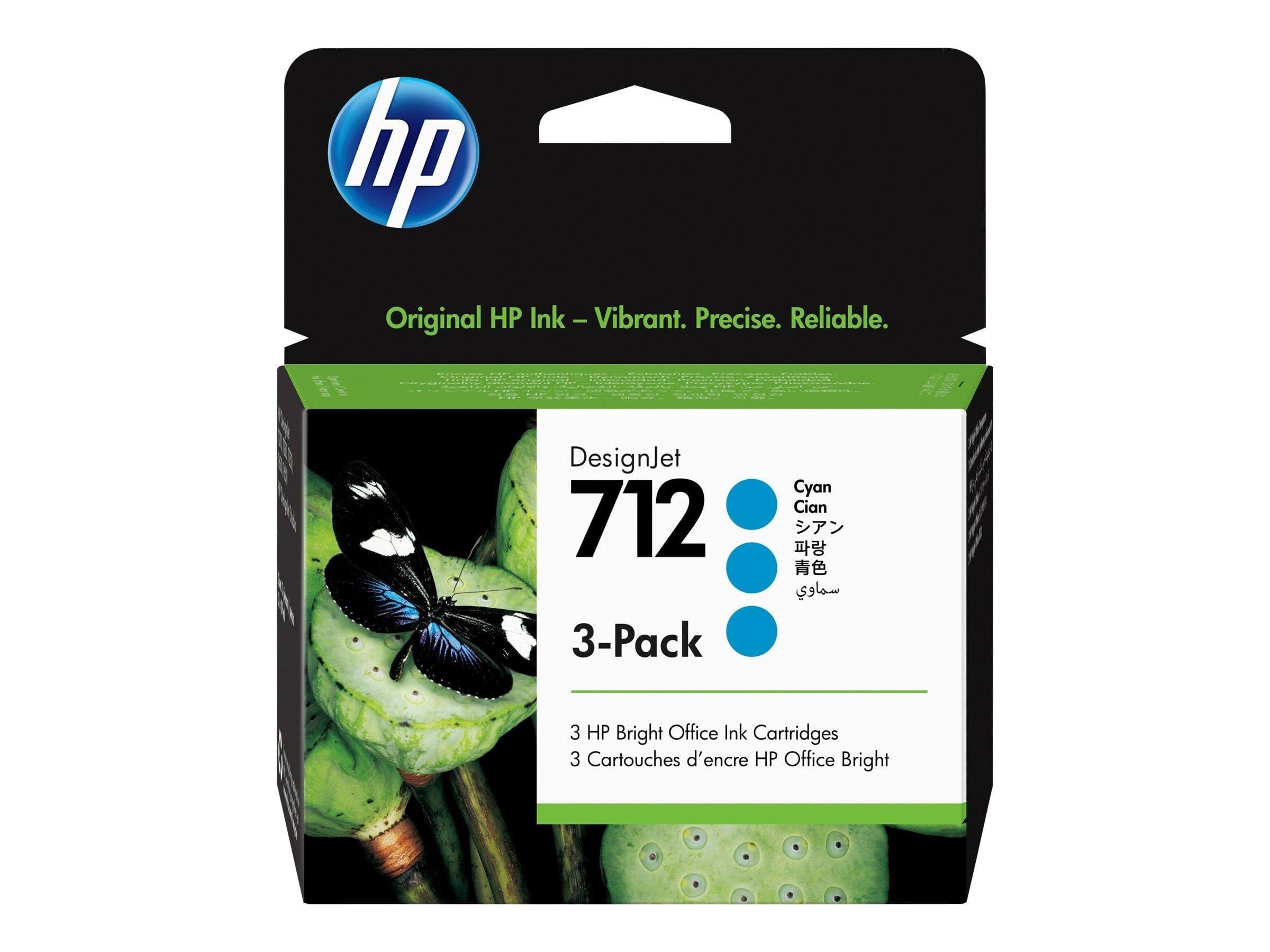 HP 712 / 3ed77a 3-pack Cyan Ink - Druckerzubehoer Tinte Toner