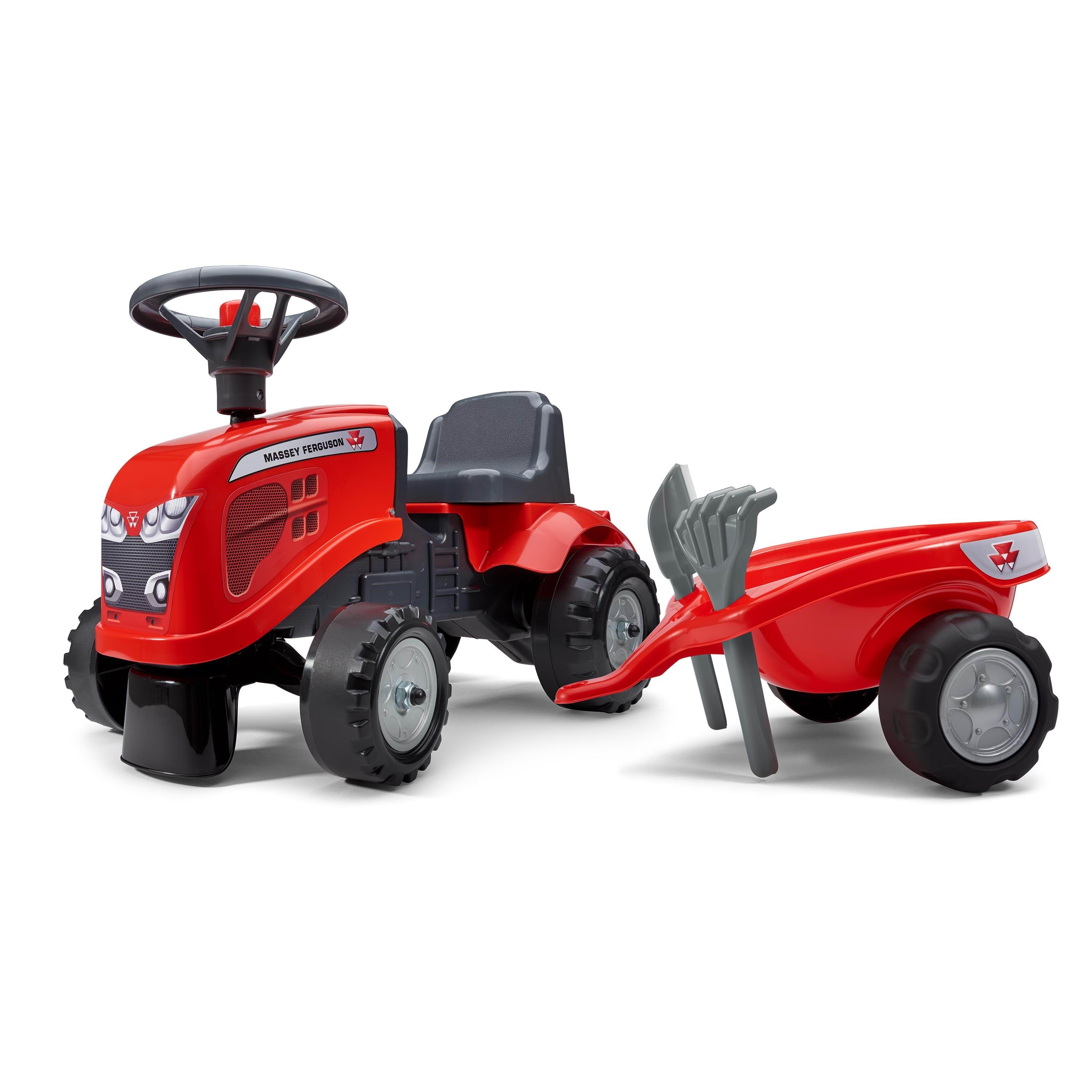 Falk Ride-on Tractor With Trailer Rake And Shovel Baby Massey Ferguson - Rutscherautos Und Laufraeder 808-021