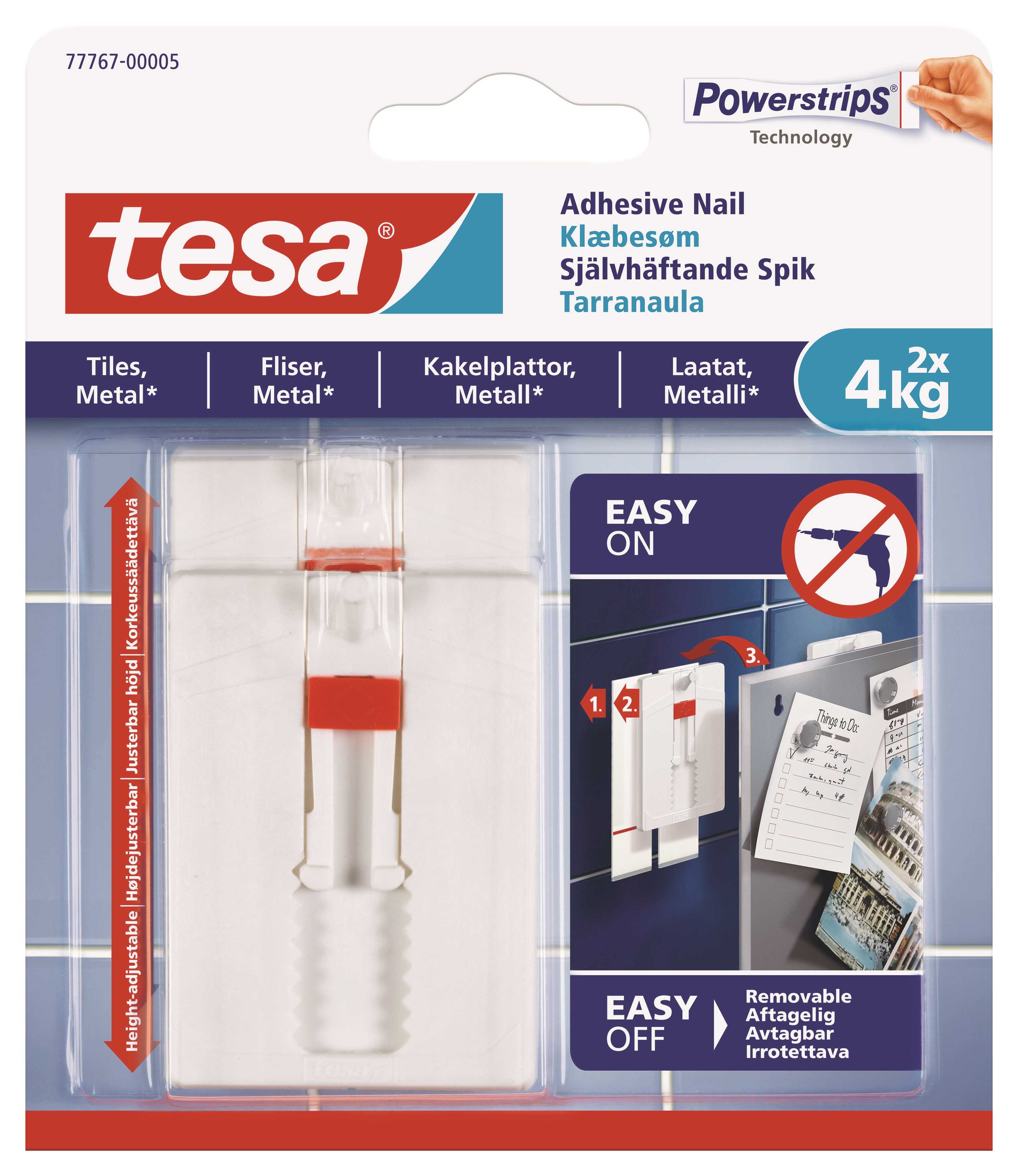 Tesa Adhesive Nail Adjustable 4kg Tiles - Kleiderbuegel Und Haken 77767-00005-00