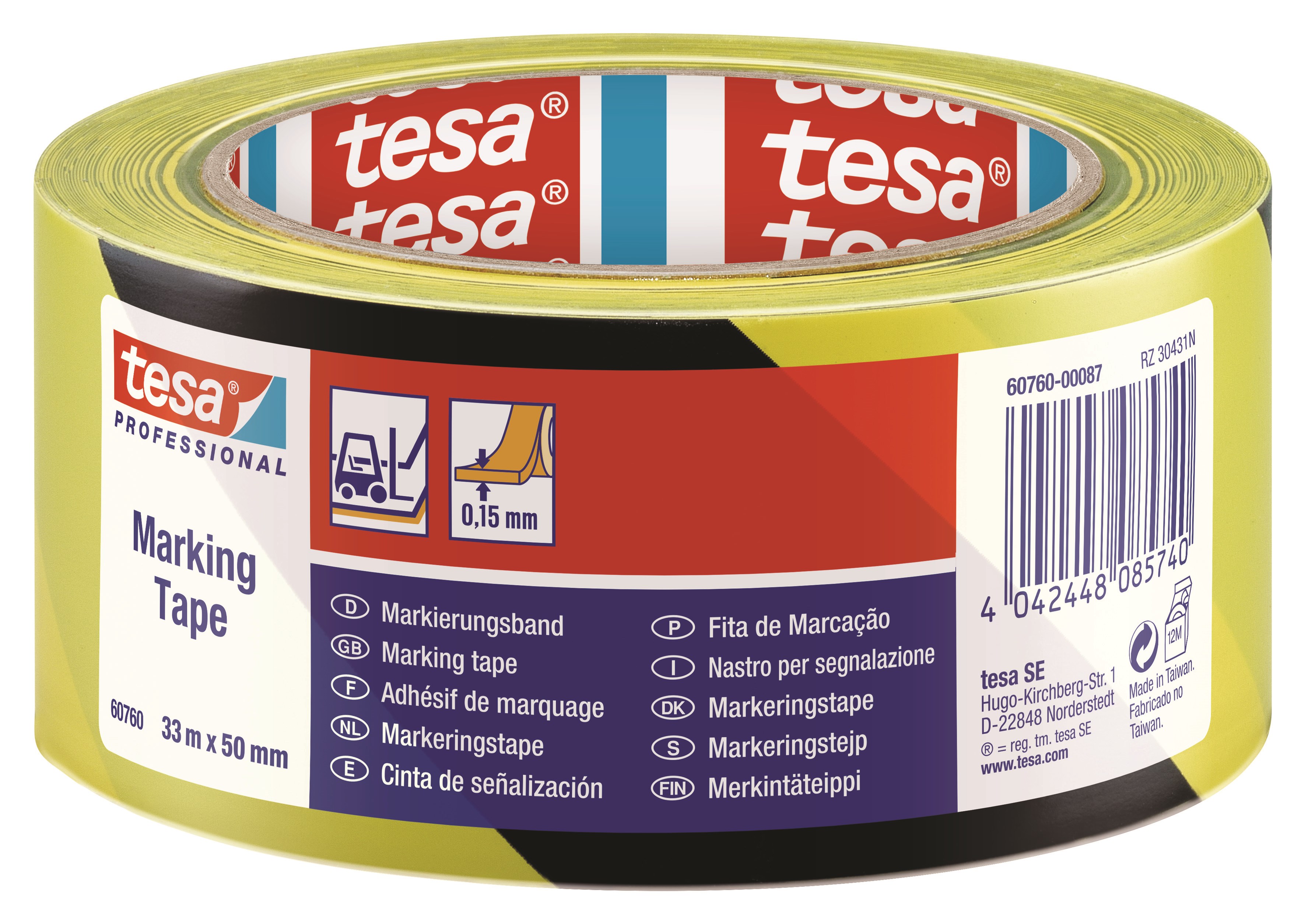 Tesa Tesaflex 60760 Pv1 Schwarz-gelbes Pvc-markierungsband - Klebeband Und Kleber 60760-00087-15