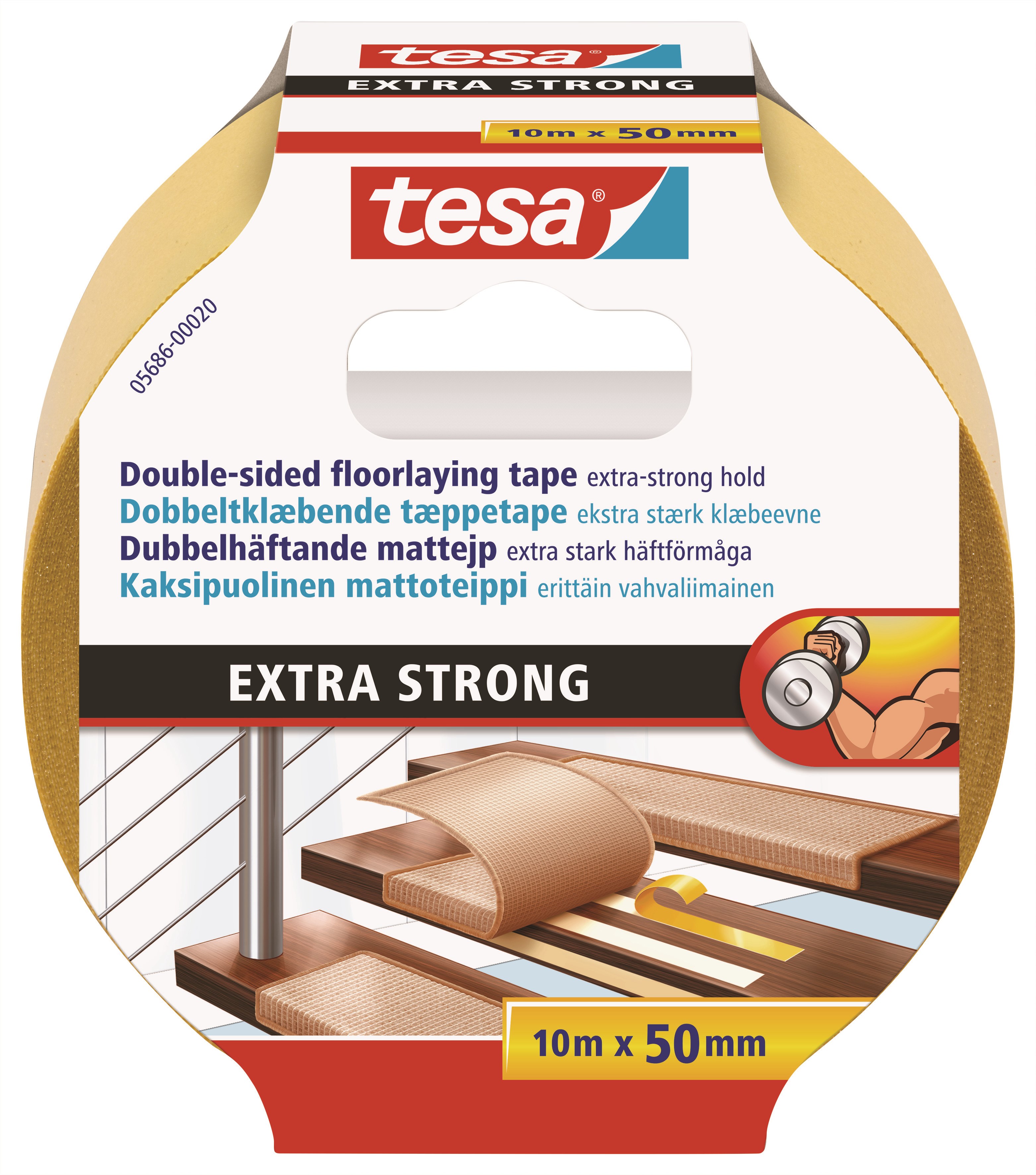 Tesa Flooring Tape Extra Strong Indoor And Outdoor 10m x 50mm - Klebeband Und Kleber