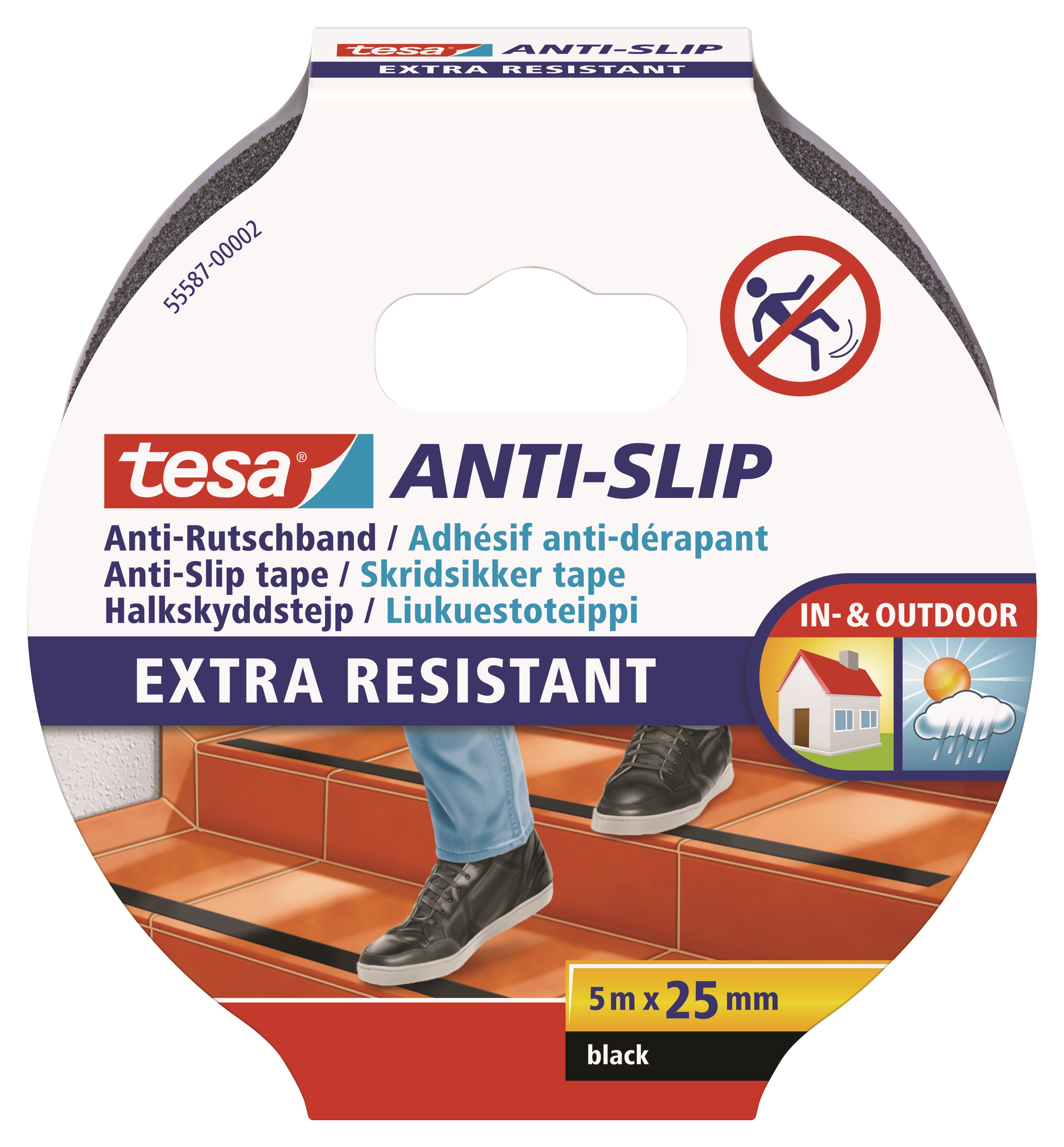 Tesa Anti-slip Tape 5m x 25mm Black - Klebeband Und Kleber Schwarz 55587-00002-11