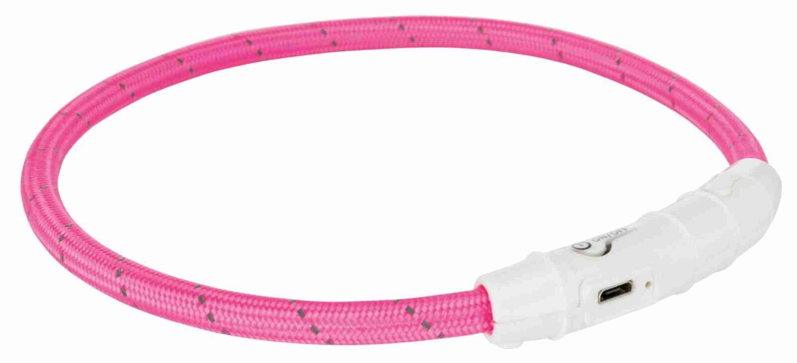 Trixie Flash Light Ring Usb Illuminated Dog Safety Collar Pink Size M-l 7mm 45cm - Hunde Tx12707