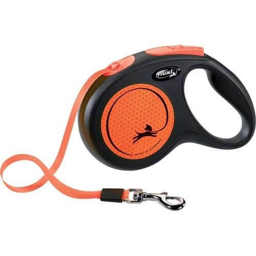 Flexi New Neon Leash M 5M 25kg Black/neon Orange - Hunde