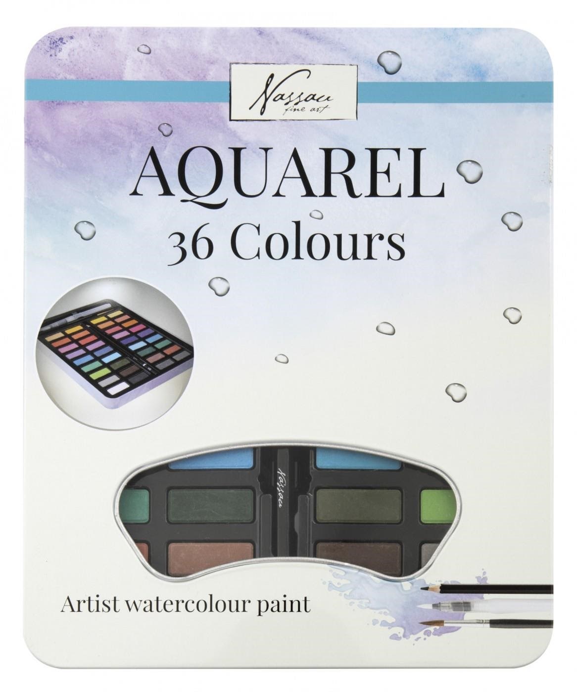 Nassau Coloring Tray 36 Pcs in Metal Box - Kunst Handwerk Ausstattung Ar0510/ge