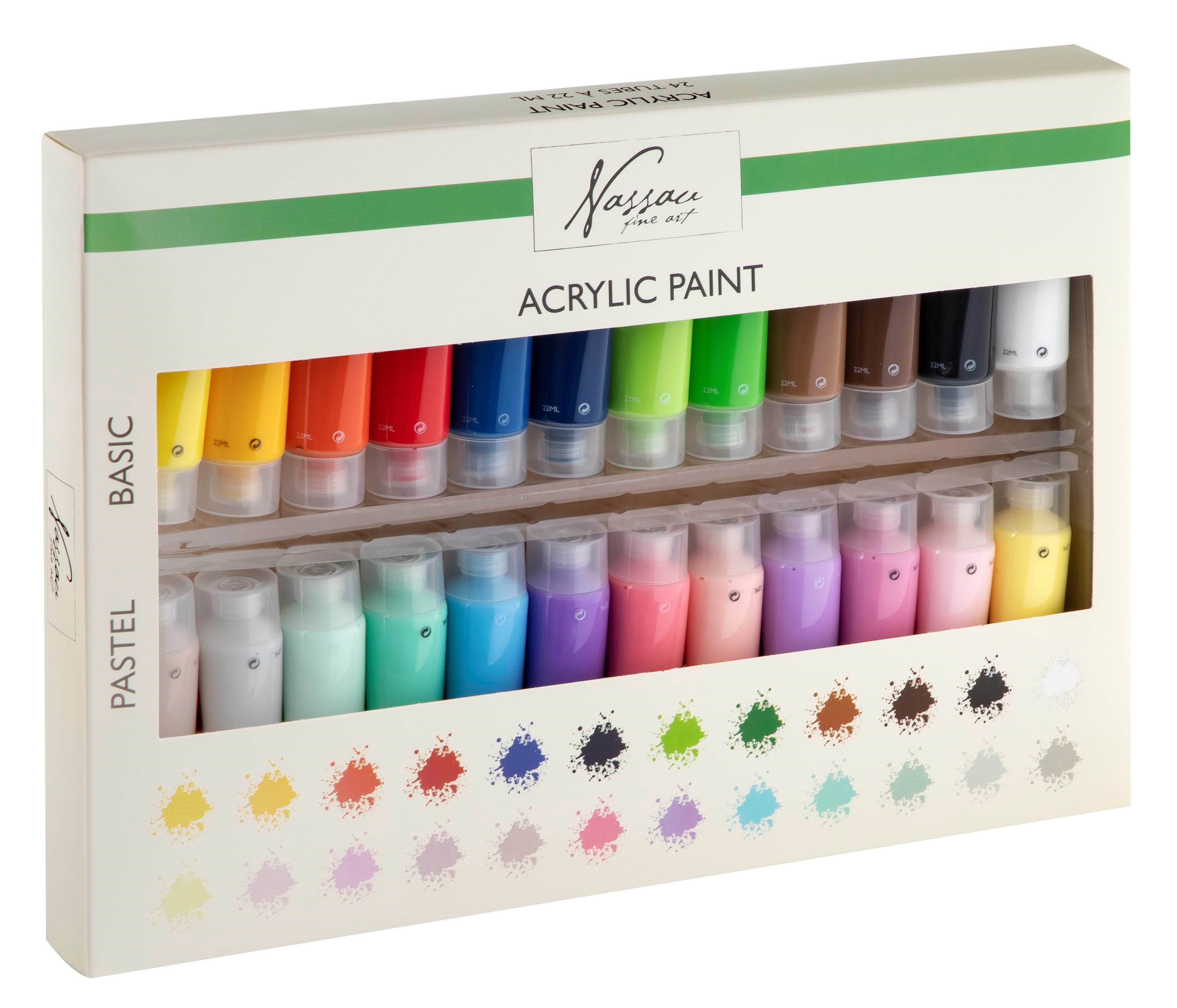 Nassau Paint Set Acrylic 24 x 22 ml - Kunst Handwerk Ausstattung