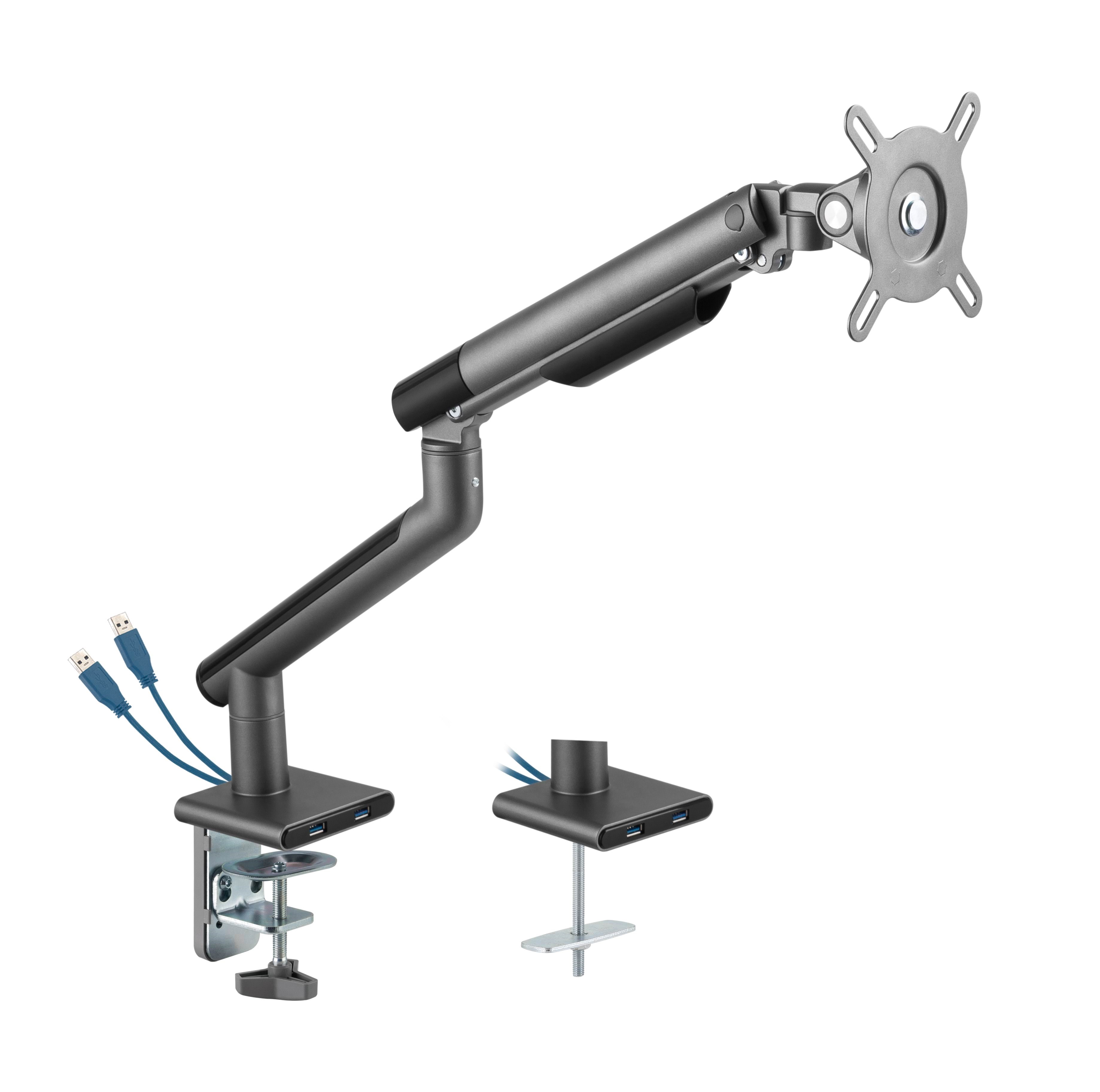 Dutzo Monitorarm Für 1 Monitor (17"-32") - Slim Usb Version (Schwarz) - Monitorhalterung Mmasliu-1