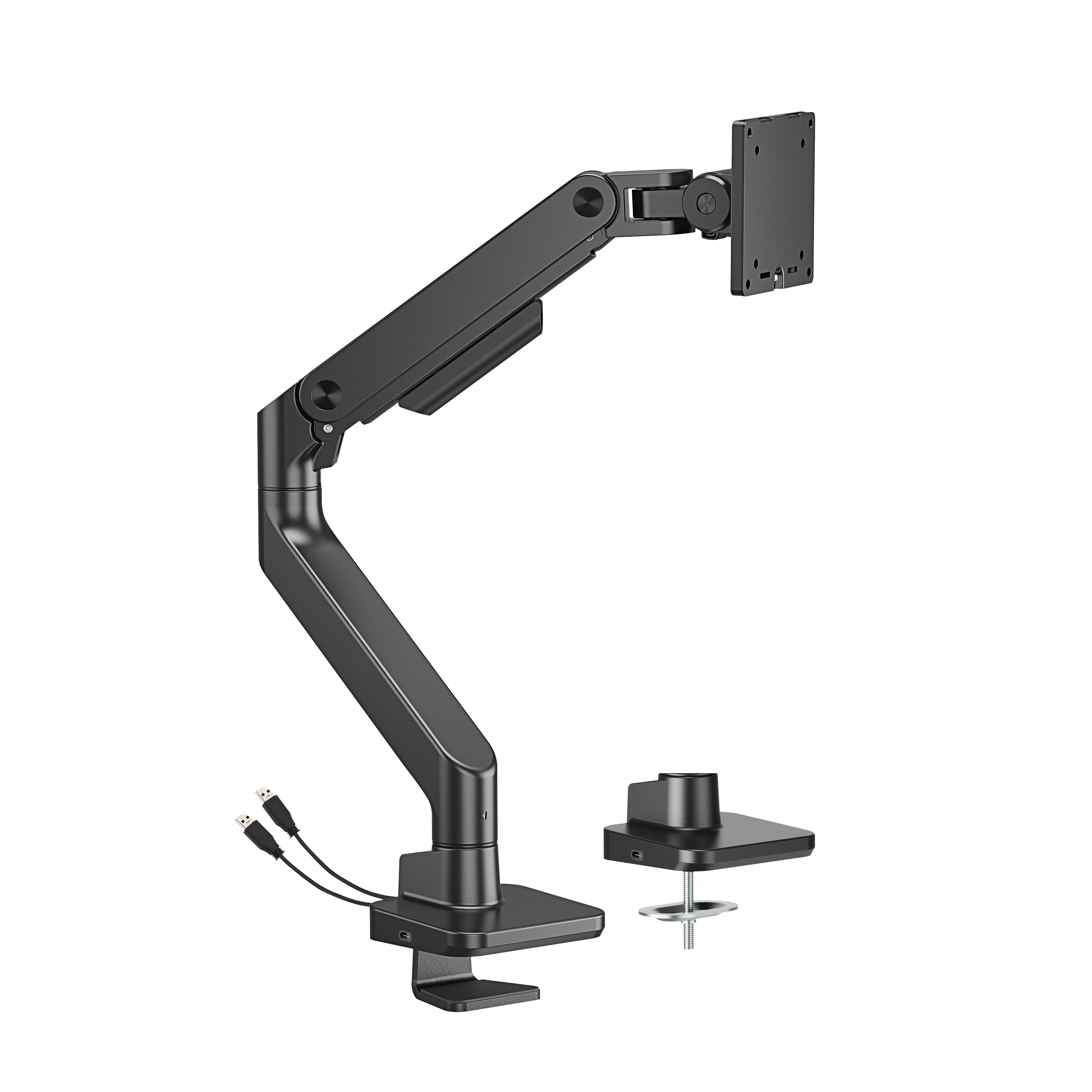 Dutzo Monitorarm Für 1 Monitor (Bis zu 49") - Heavy Duty Mit Usb A- Und C-anschlüssen - Schwarz - Monitorhalterung Mmahdb-1