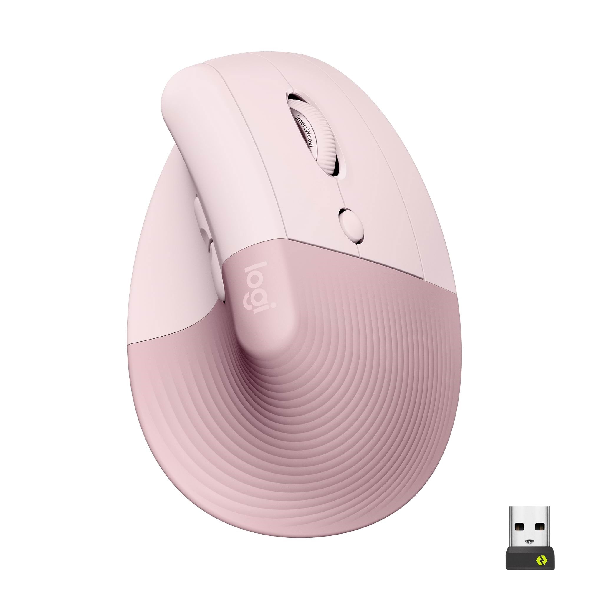 Logitech Lift Right Vertical - Rose - Ergonomische Maus (Rot)