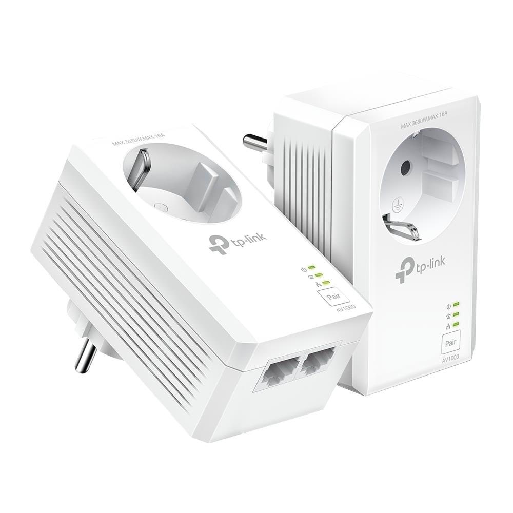 Tp-link Tl-pa7027p Kit Av1000 2-port Gigabit Passthrough Powerline Starter Kit Homeplugs - Homeplug Powerline