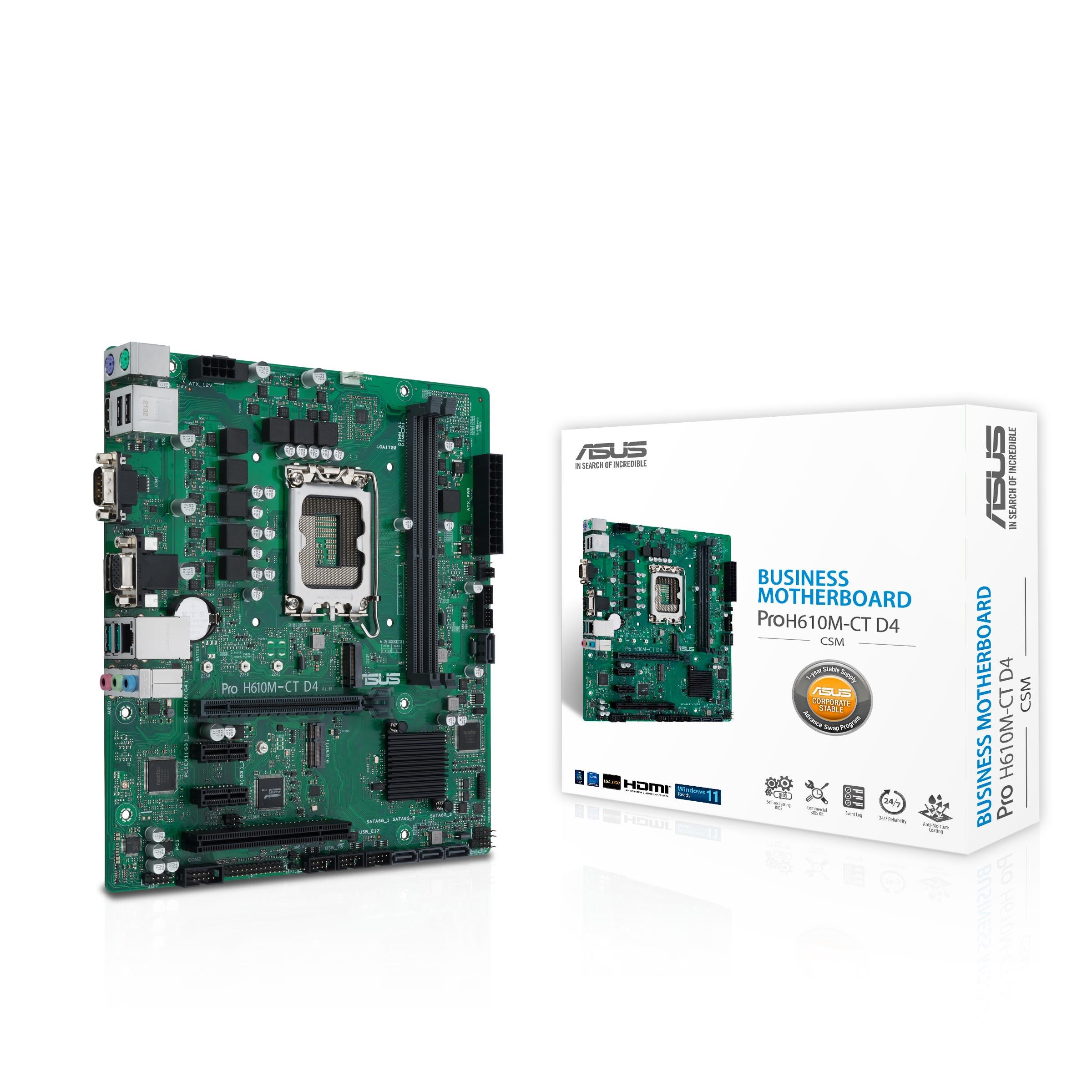 Asus Pro H610m-c D4-csm Mainboard - Intel H610 - Intel Lga1700 - Ddr4 Ram - Micro-atx