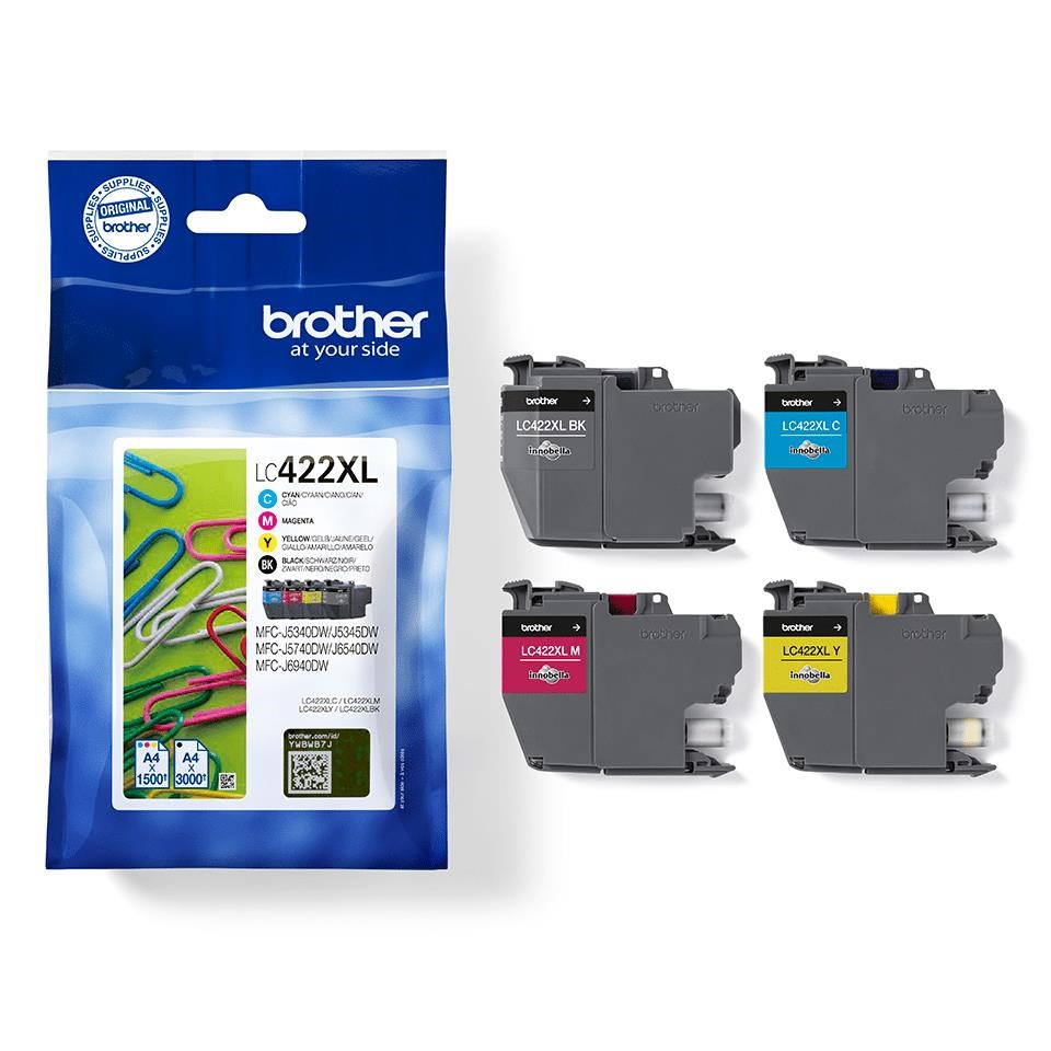 Brother LC 422xl Ink (Black Yellow Cyan Magenta) 4-pack - Druckerzubehoer Tinte Toner