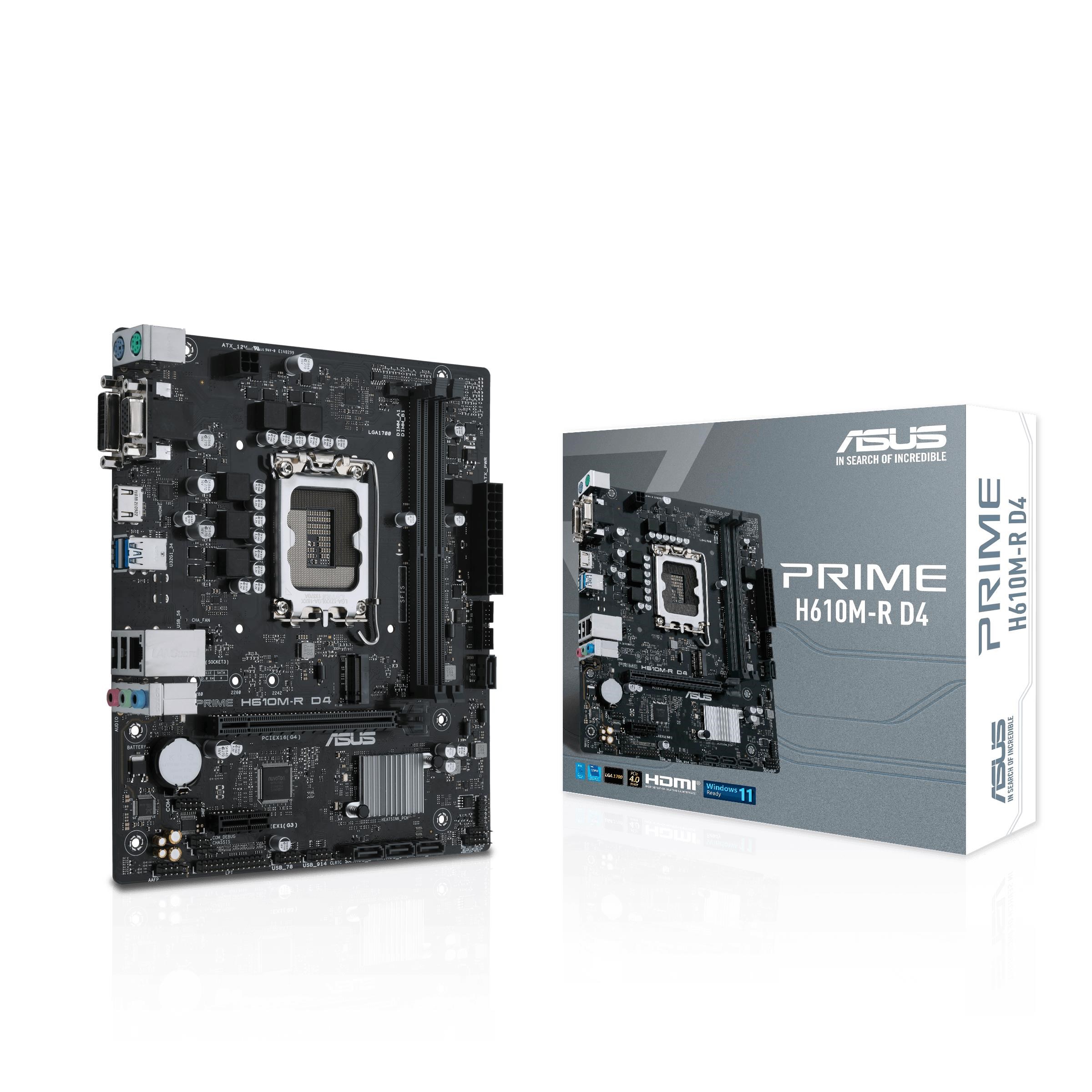 Asus Prime H610m-r D4 Mainboard - Intel H610 - Intel Lga1700 - Ddr4 Ram - Micro-atx 90mb1b40-m0ecy0