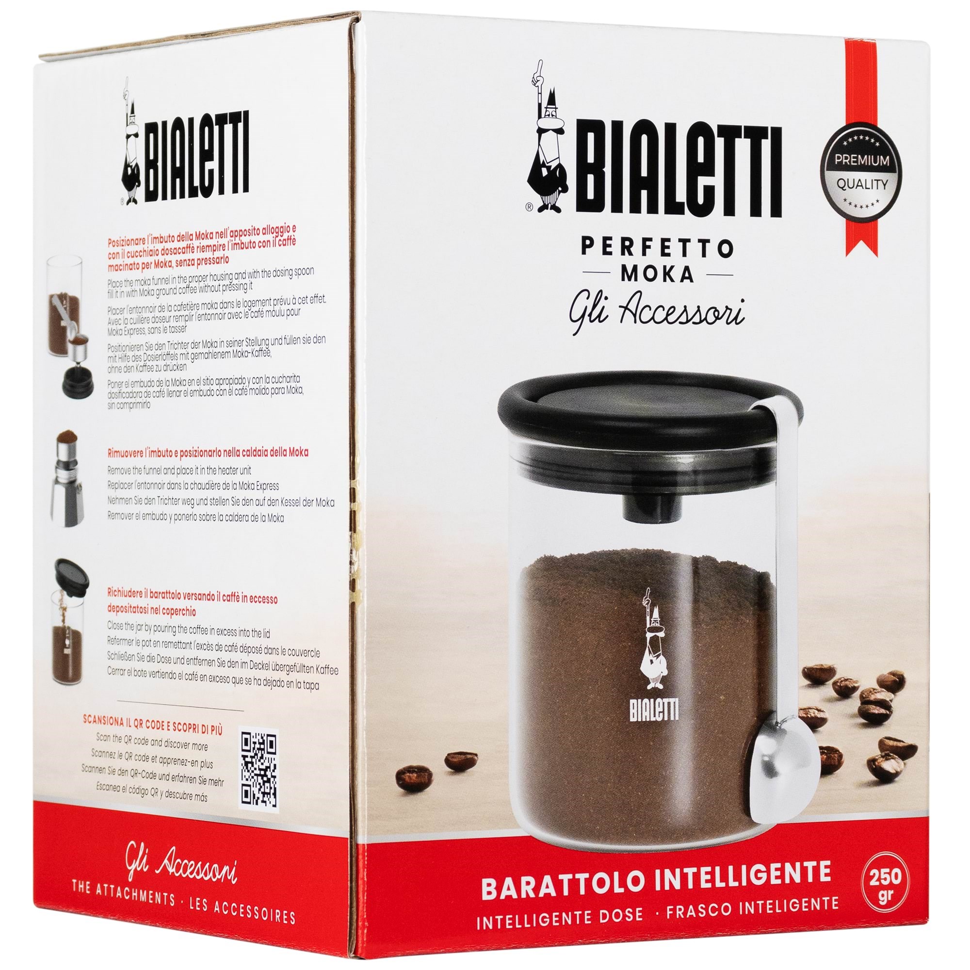Bialetti Mocha Coffee Jar 250 g (With Cap) Glass - Kaffeezubereitung